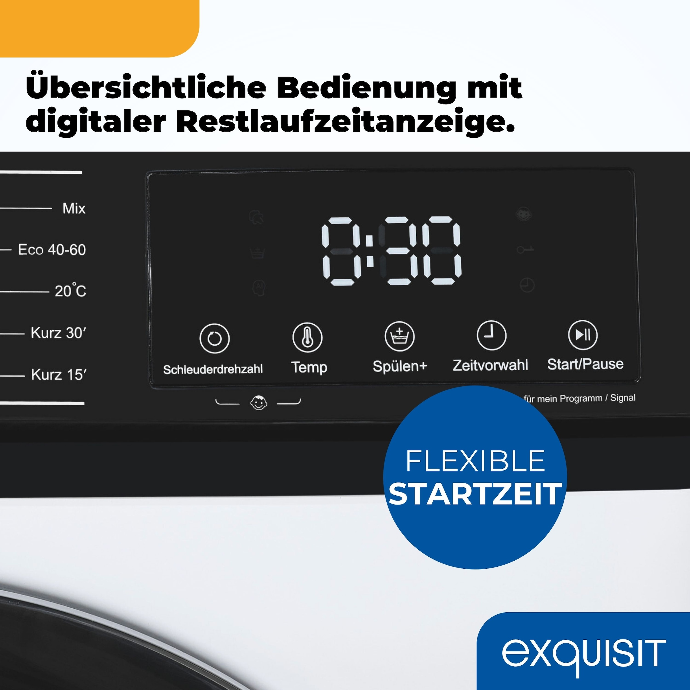 exquisit Waschmaschine »WA6312-370A weiss«, 6 kg, 11 Programme, Restlaufzeitanzeige, Kindersicheruing