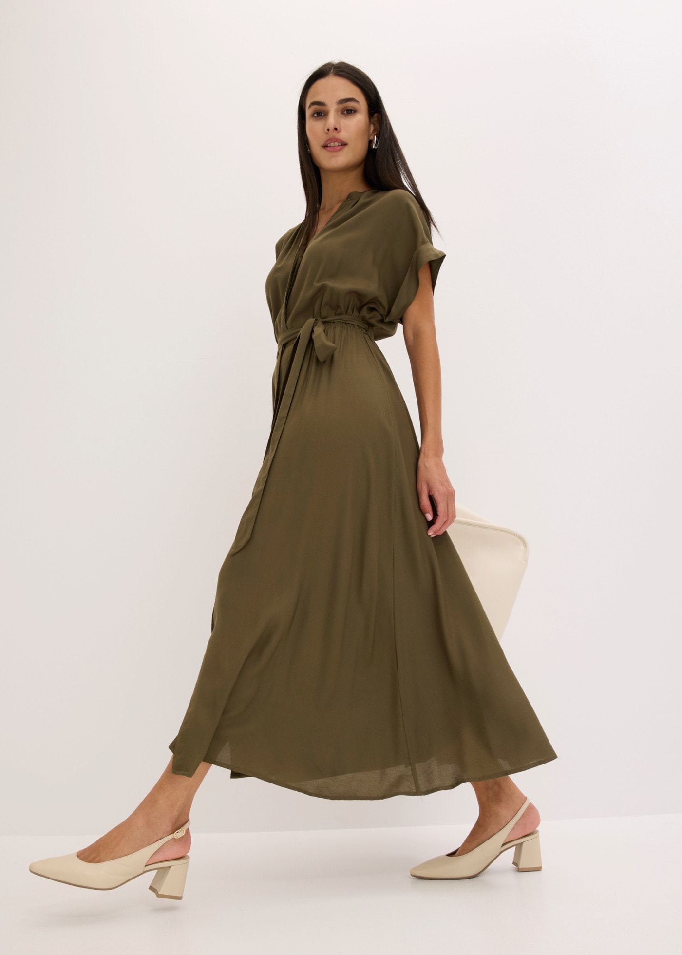 bonprix Hemdblusenkleid für stilvollen Auftritt, aus Viskose, ausgestellte Passform