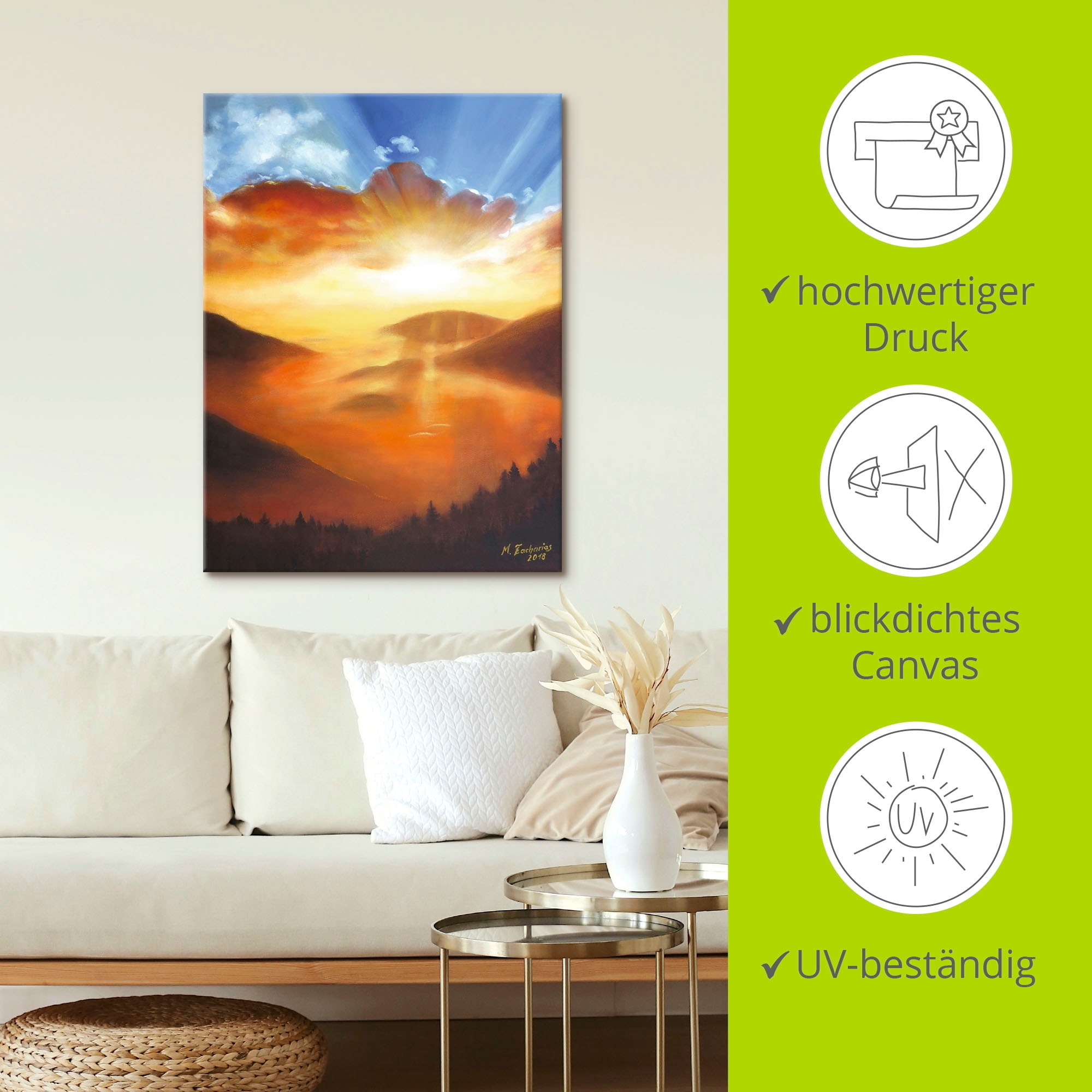Artland Leinwandbild »Erwachen in der Natur« Bilder vom Sonnenuntergang & -aufgang 1 Stk. tlg. auf Holzrahmen gespannt
