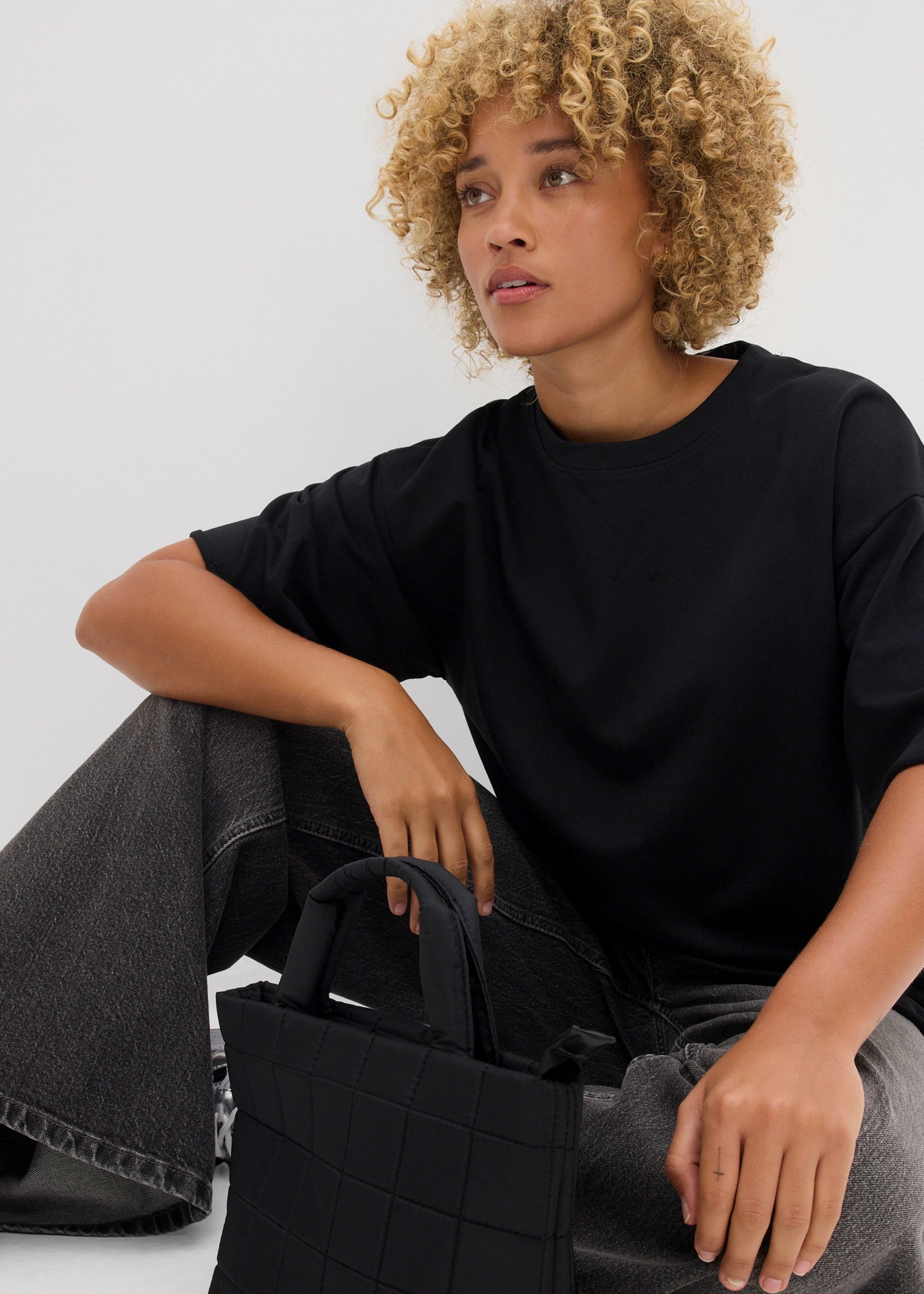 bonprix Longsweatshirt, 1 tlg. lässige Passform, Halbarm-Design, aus 100% B günstig online kaufen