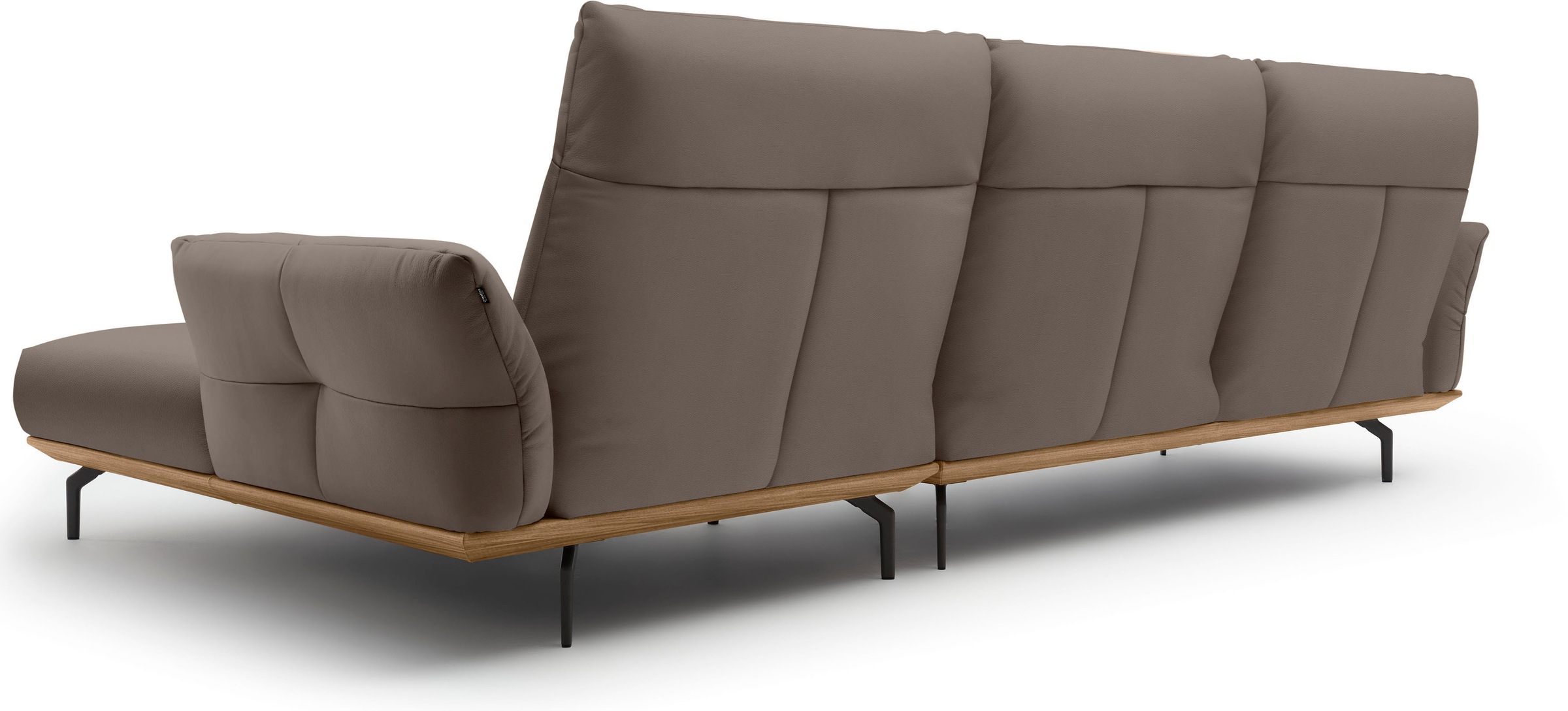 Creation BY ROLF BENZ Ecksofa »CR.460«, Sockel in Nussbaum, Winkelfüße in Umbragrau, Breite 318 cm