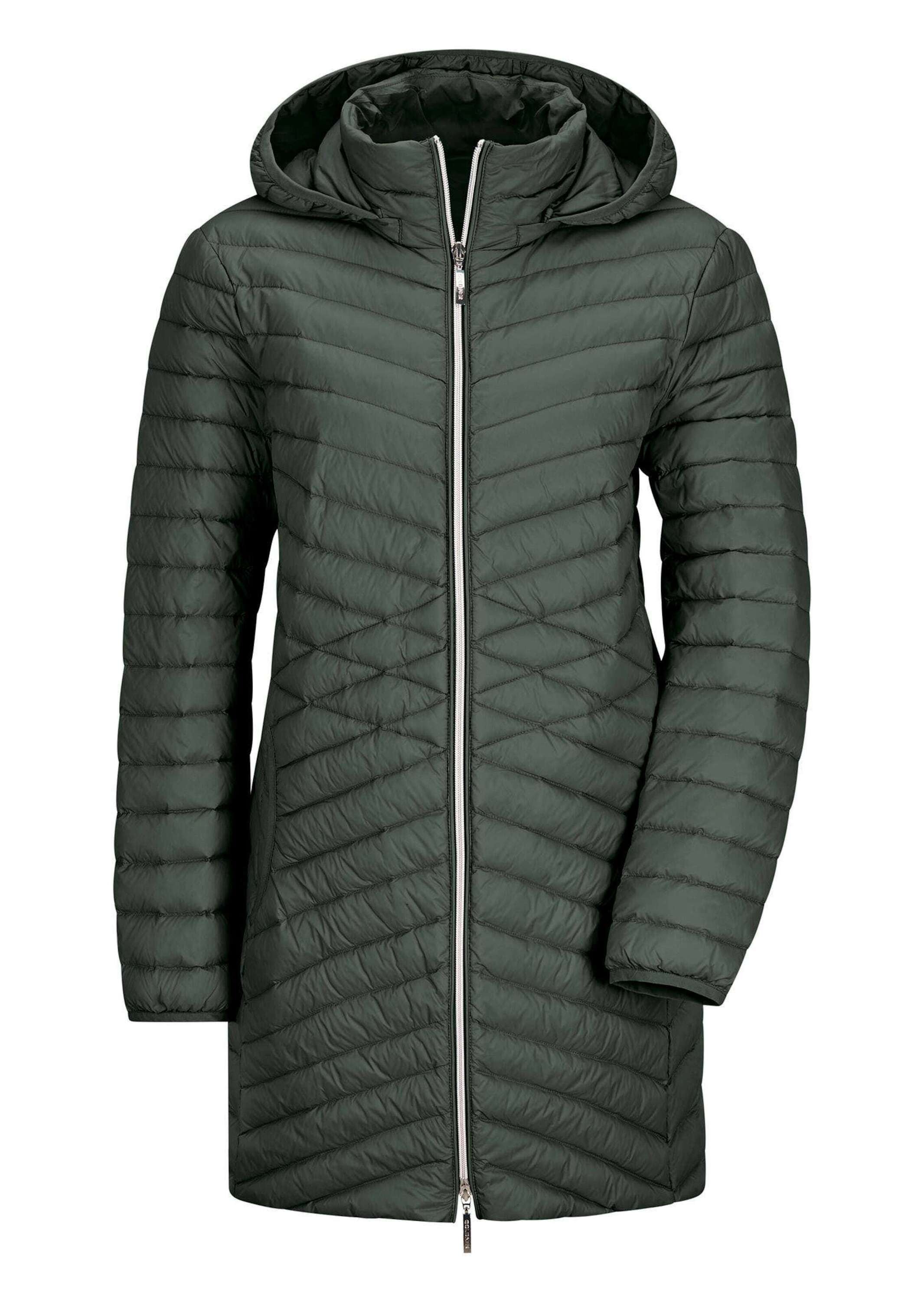 GOLDNER Winterjacke "Kurzgröße Gefütterter langer Mantel mit Kapuze" mit femininer Steppung