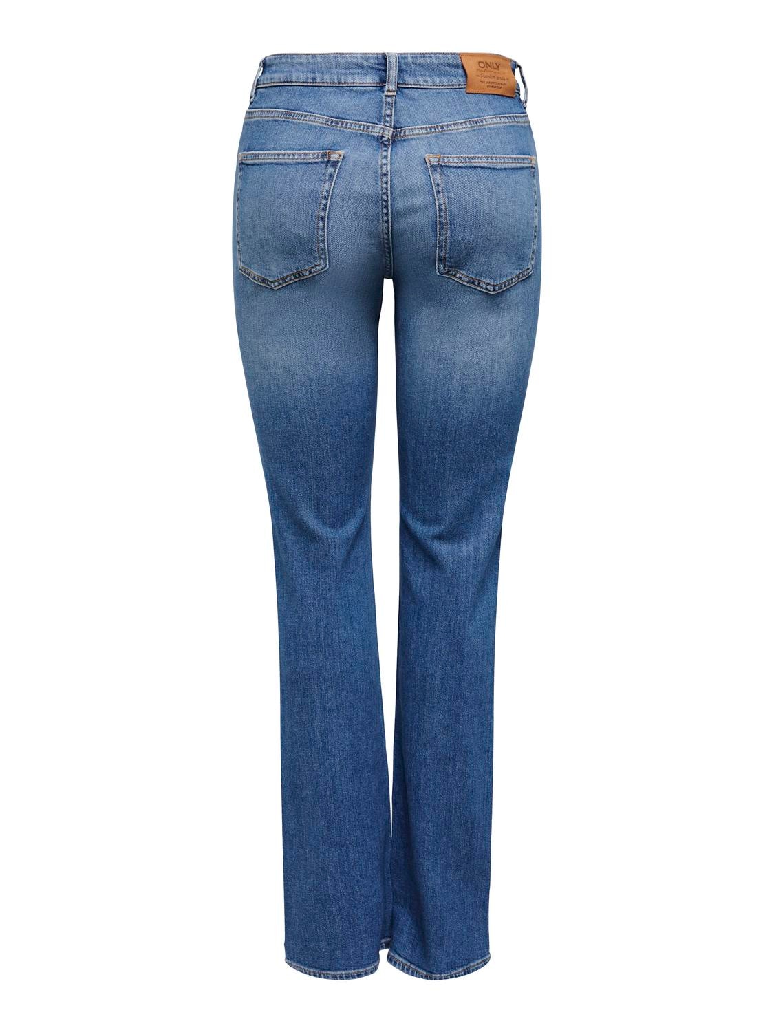 ONLY Bootcut-Jeans »ONLEVERLY MW SWEET FLARED DNM CRO187« Flared Jeans, Schlagjeans, ausgestellte Beinform, normale Leibhöhe,  Baumwollmischung mit Stretch sorgt für ein angenehmes Tragegefühl
