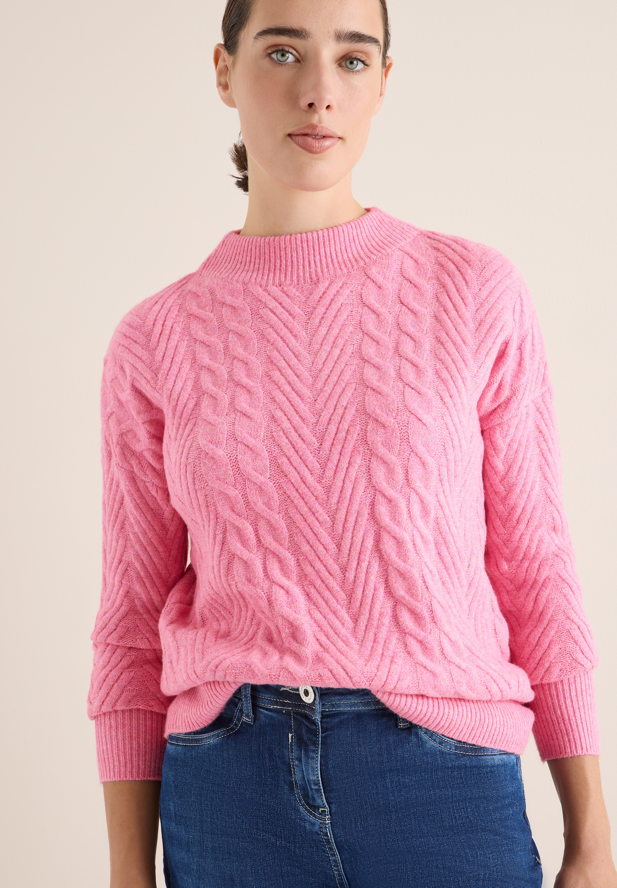 Cecil Strickpullover mit Turtle Neck, Zopfmuster günstig online kaufen