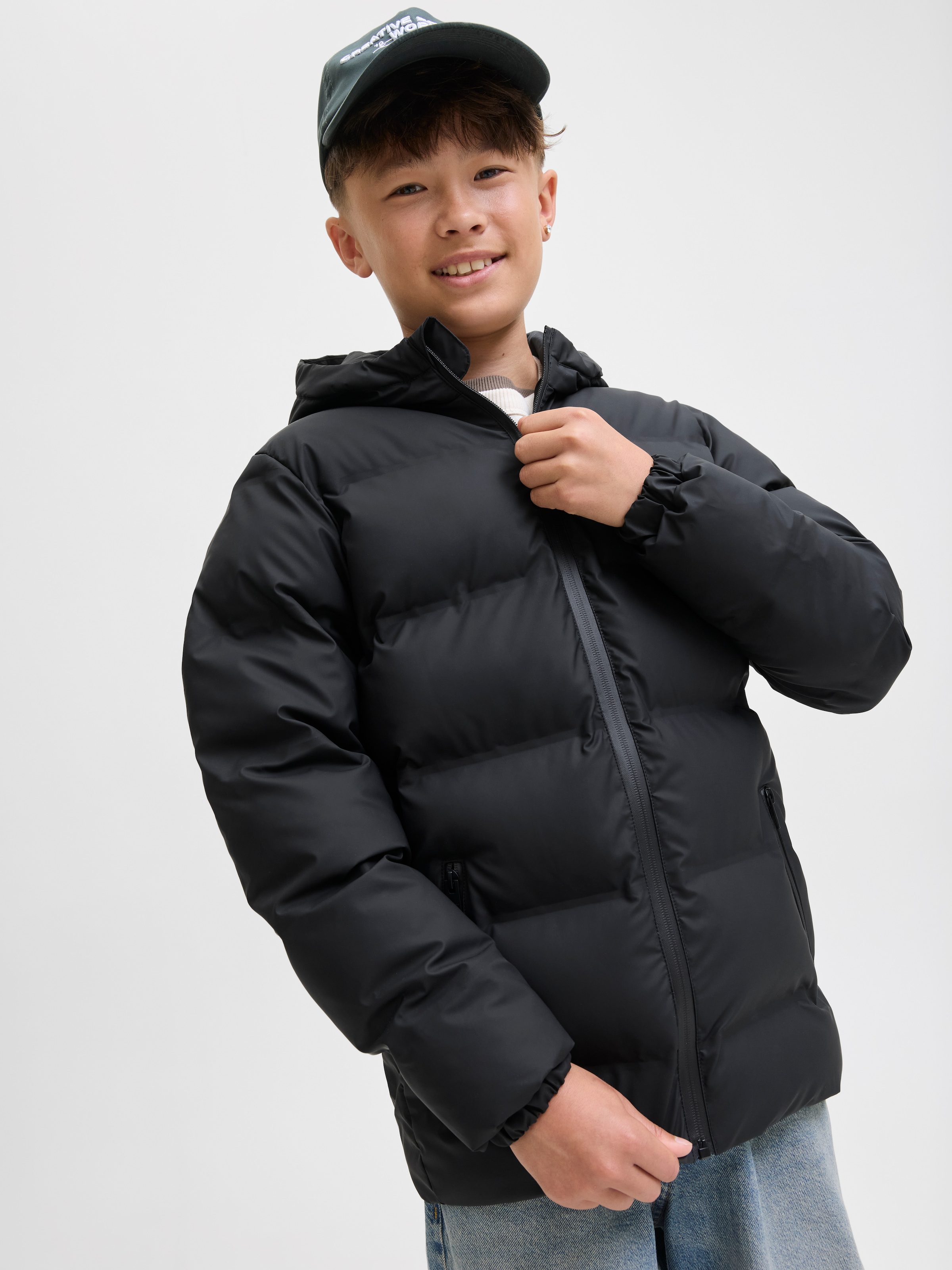 Jack & Jones Junior Steppjacke »JJELEMENTS PU PUFFER JNR«, mit Kapuze
