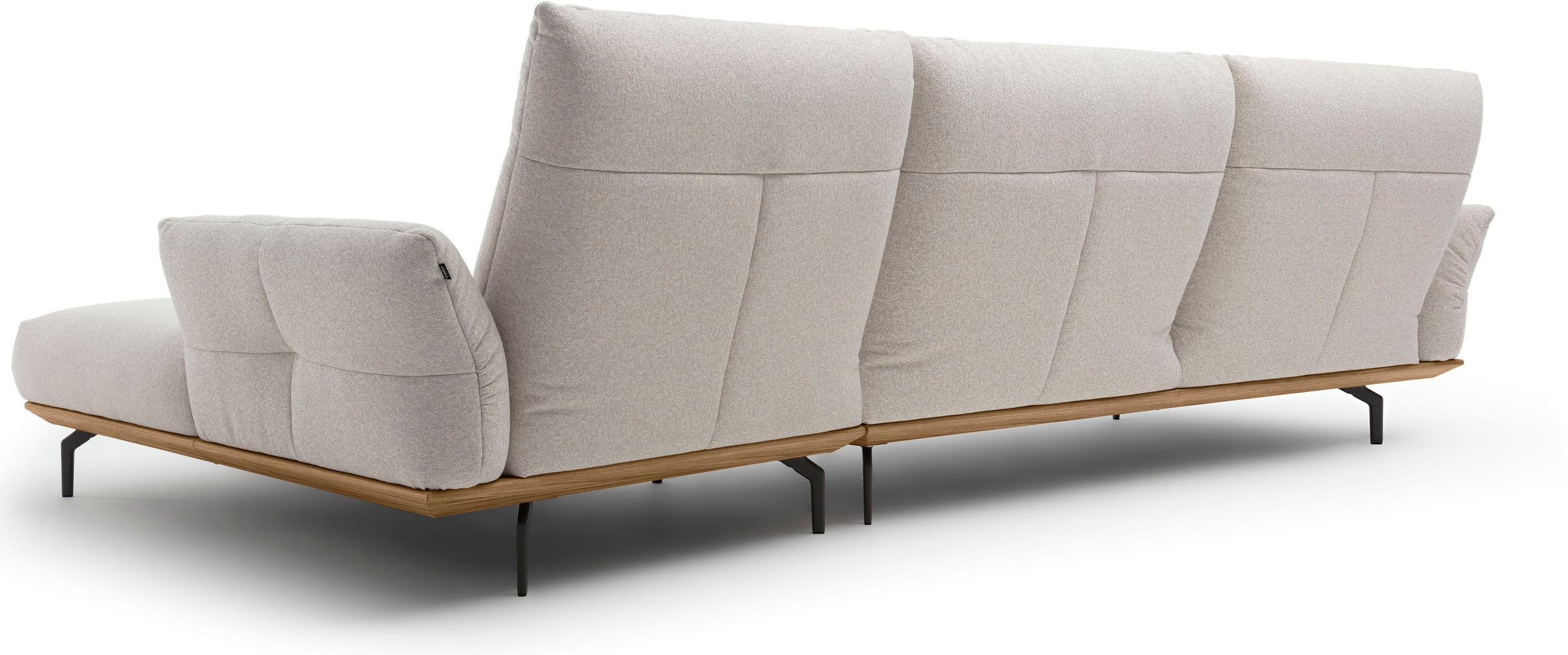 Creation BY ROLF BENZ Ecksofa »CR.460«, Sockel in Nussbaum, Winkelfüße in Umbragrau, Breite 338 cm