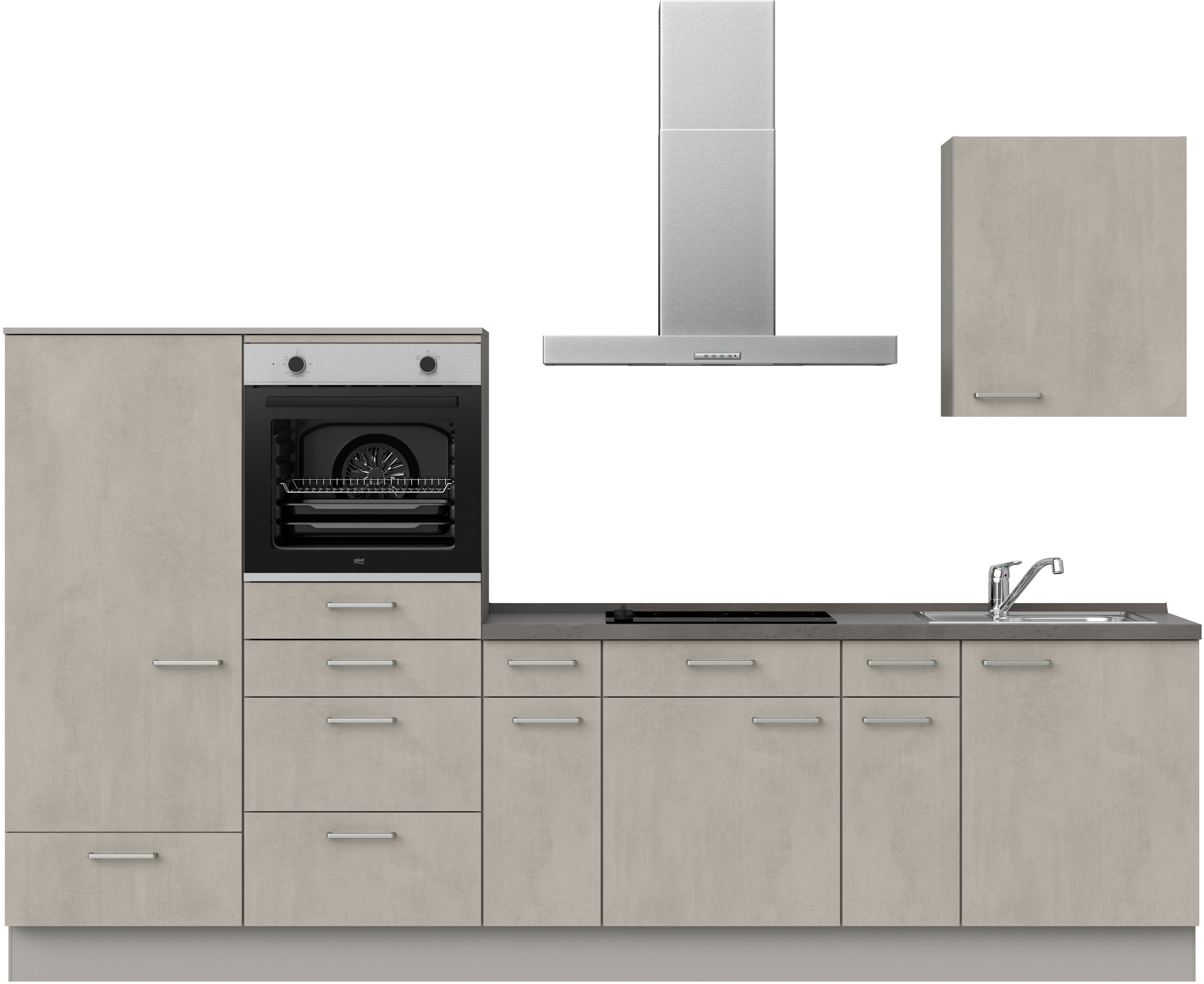 nobilia Küchenzeile ""Riva I", NEU: individuell anpassbar mit gratis Profi-Beratung" vormontiert, Breite 300 cm, Ausrichtung wählbar, wahlw. mit E-Geräten