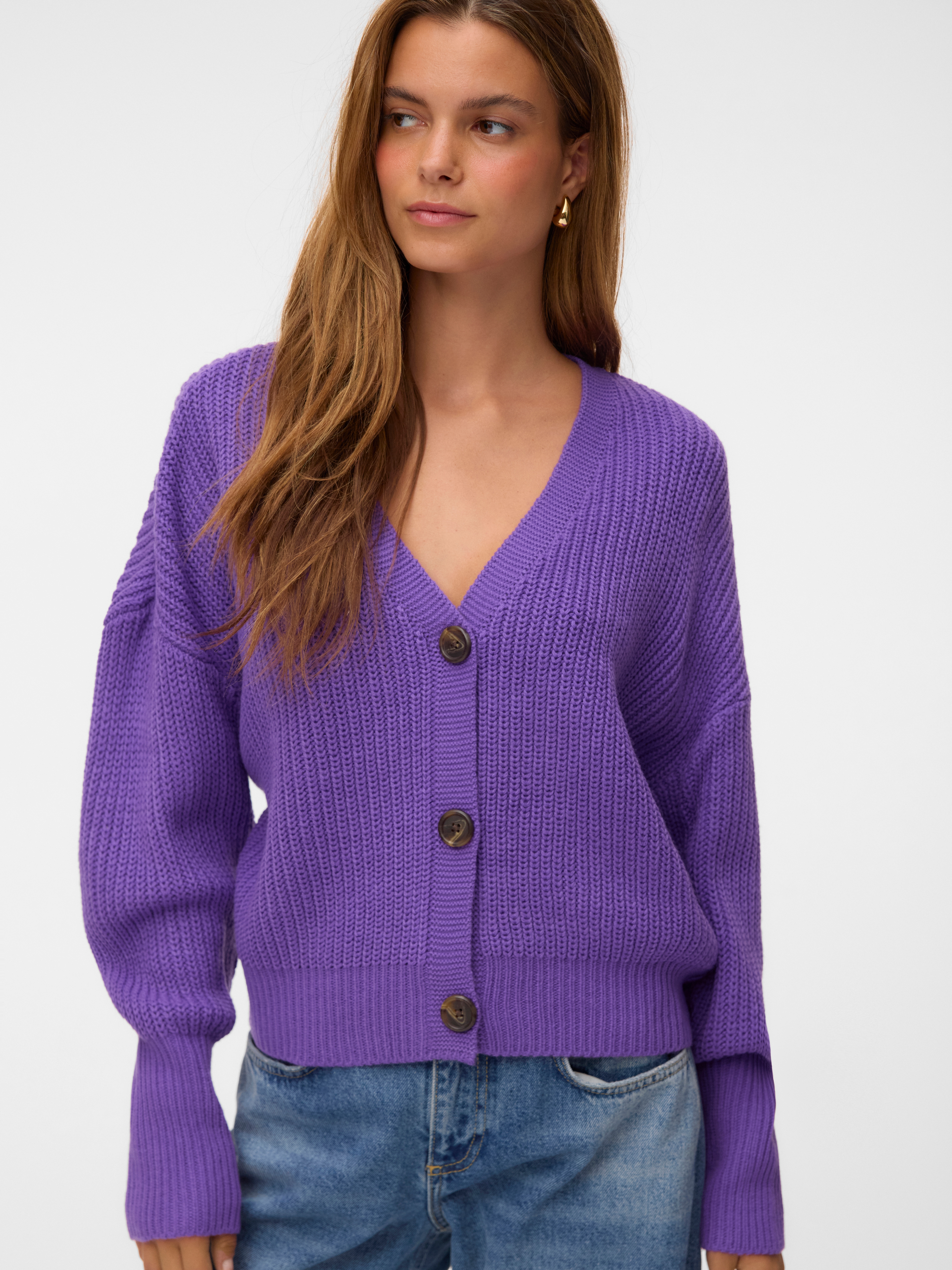 Vero Moda "VMLEA LS V-NECK CUFF CARDIGAN NOOS" Kunstfaser, regular fit