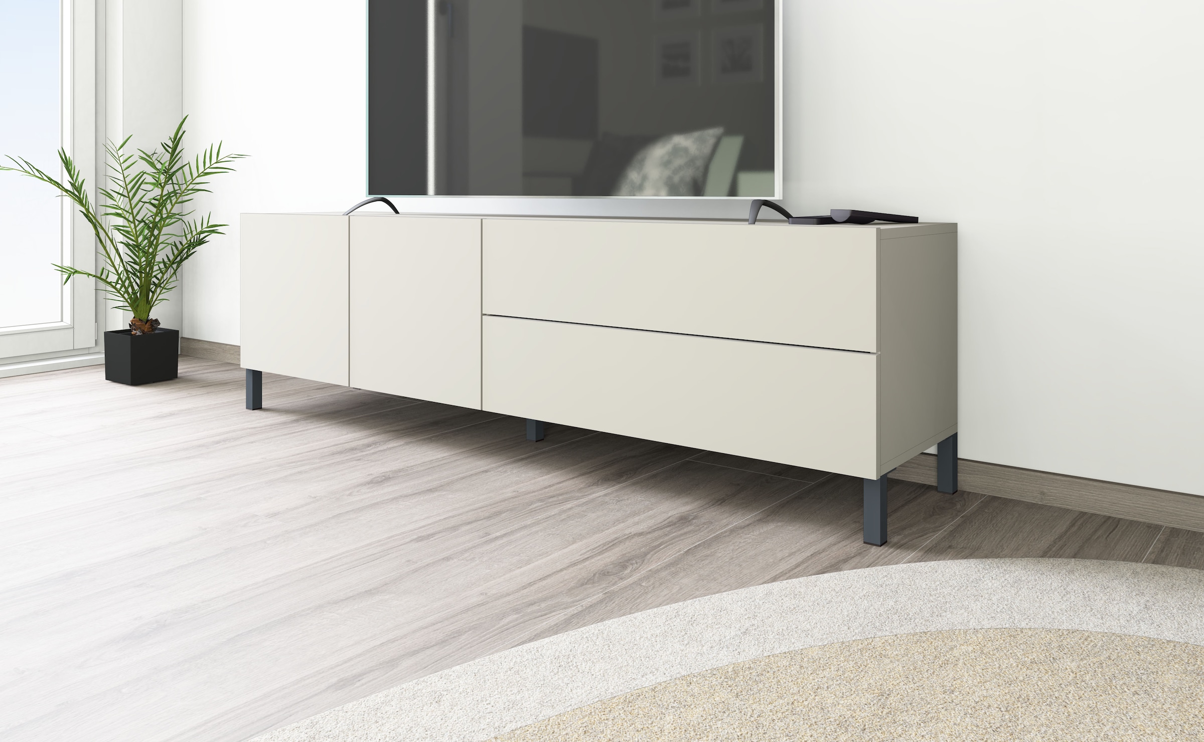borchardt Möbel Lowboard »Sophia, TV-Schrank Breite 152 cm« Metallfüße, grifflose Optik