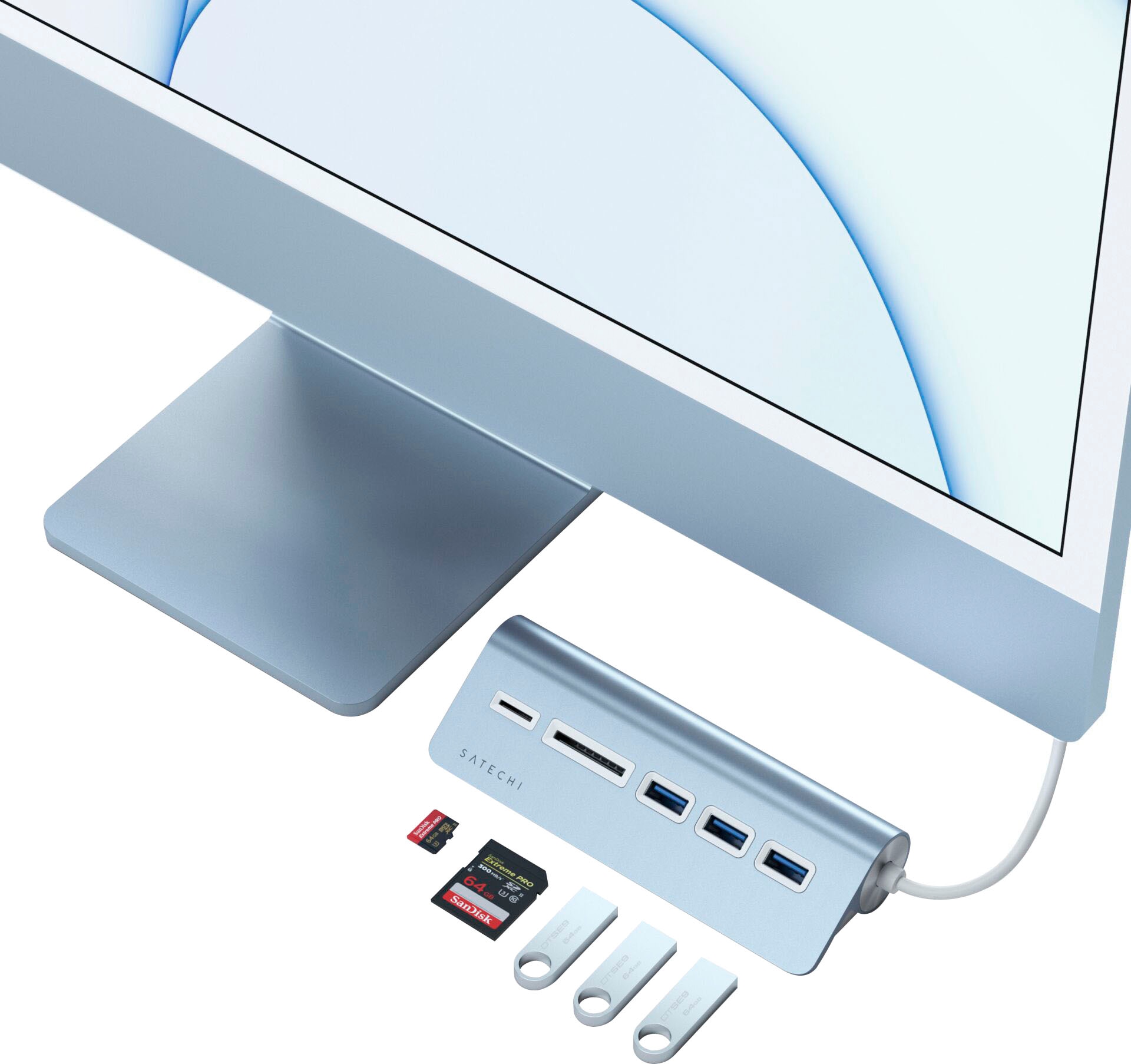 Satechi USB-Adapter »Type-C Aluminum USB Hub & Card Reader«, USB 3.0 Typ A zu USB Typ C