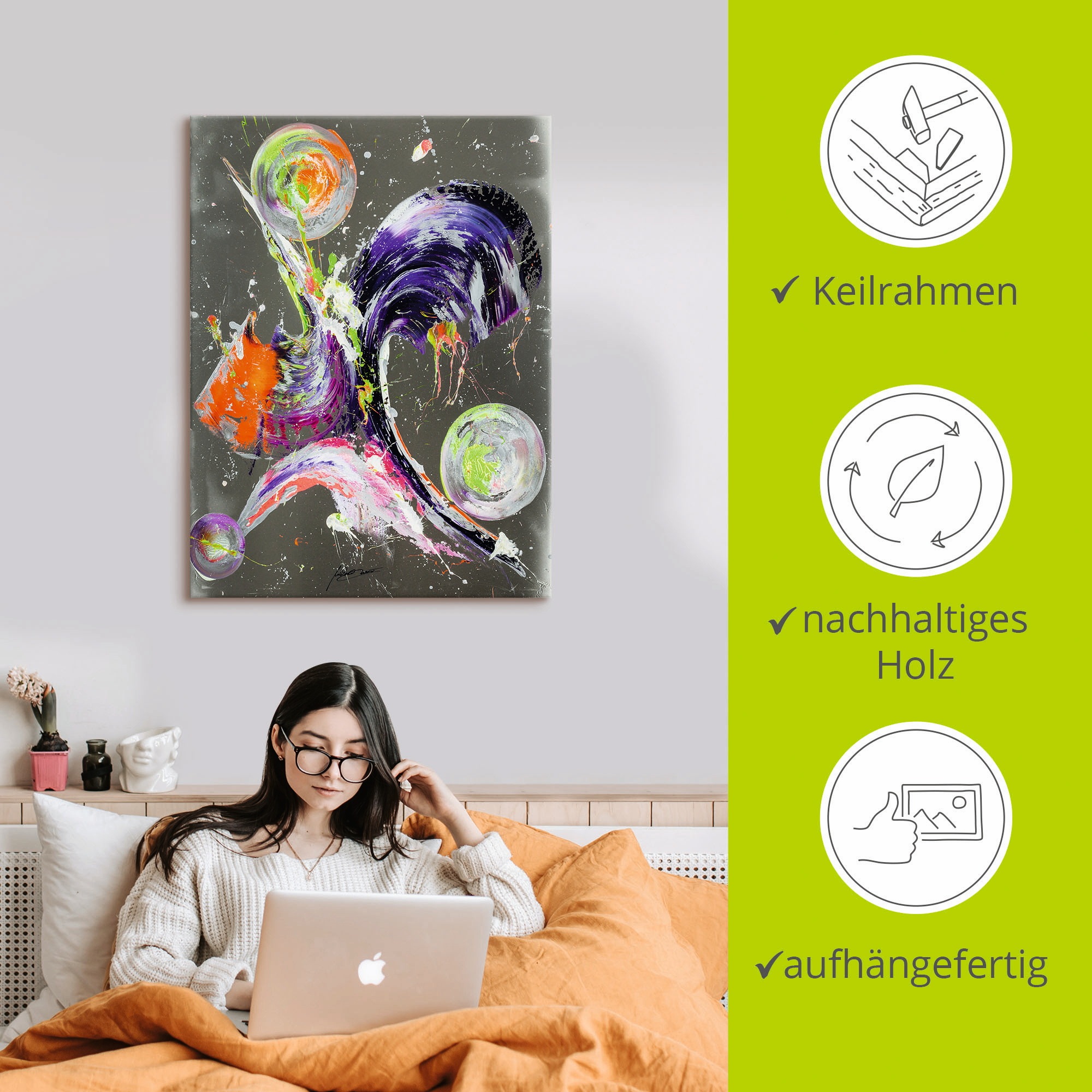 Artland Wandbild »Abstraktion XXI«, Muster, (1 St.), als Leinwandbild, Poster in verschied. Größen