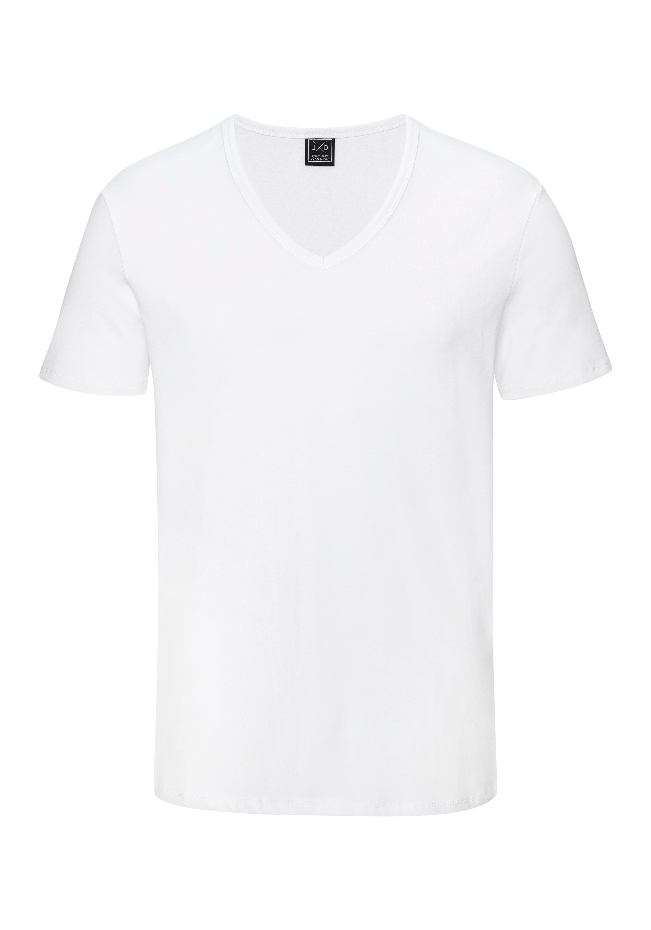 John Devin T-Shirt »mit tiefem V-Ausschnitt, V-neck, Unterziehshirt« 3er-Pack,  aus elastischer Baumwollqualität
