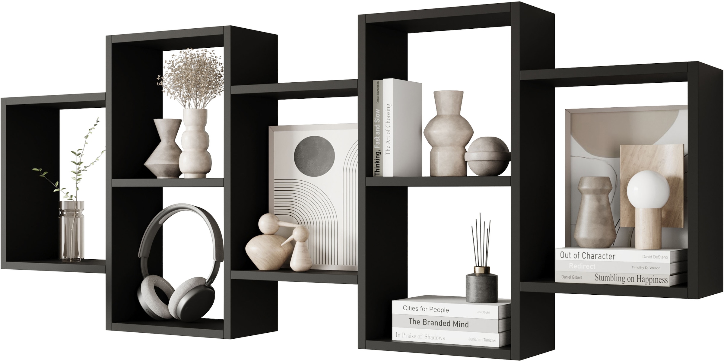 INOSIGN Wandboard »Wandregal Trio«, (1 St.), Stell- oder Hängeregal, 10 offene Fächer, flexibel montierbar