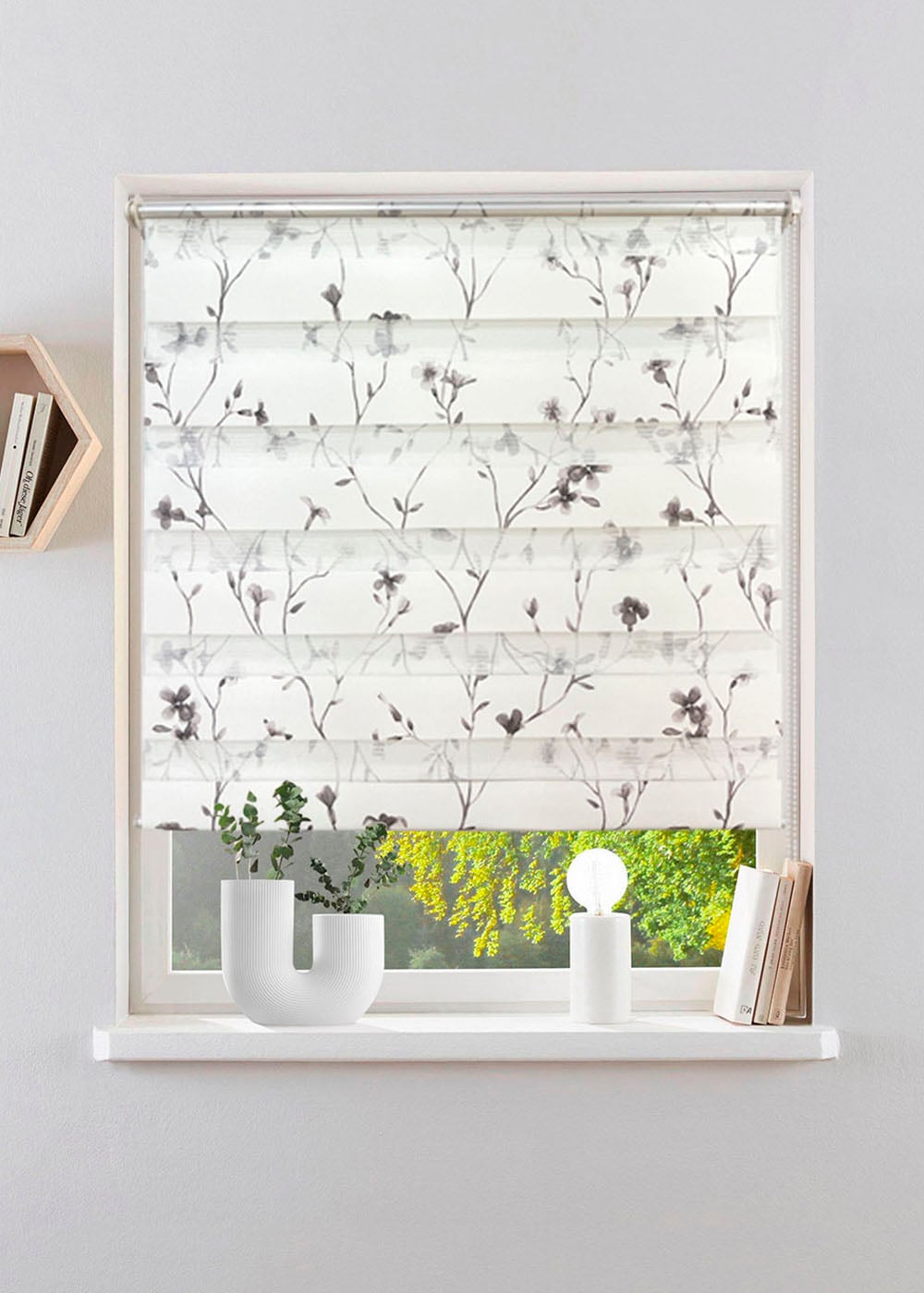 OTTO home Doppelrollo "MINNA" Lichtschutz Sichtschutz ohne Bohren freihängend Rollo mit Floralem Design, Für Fenster & Tür, Klemmfix - sehr beliebt
