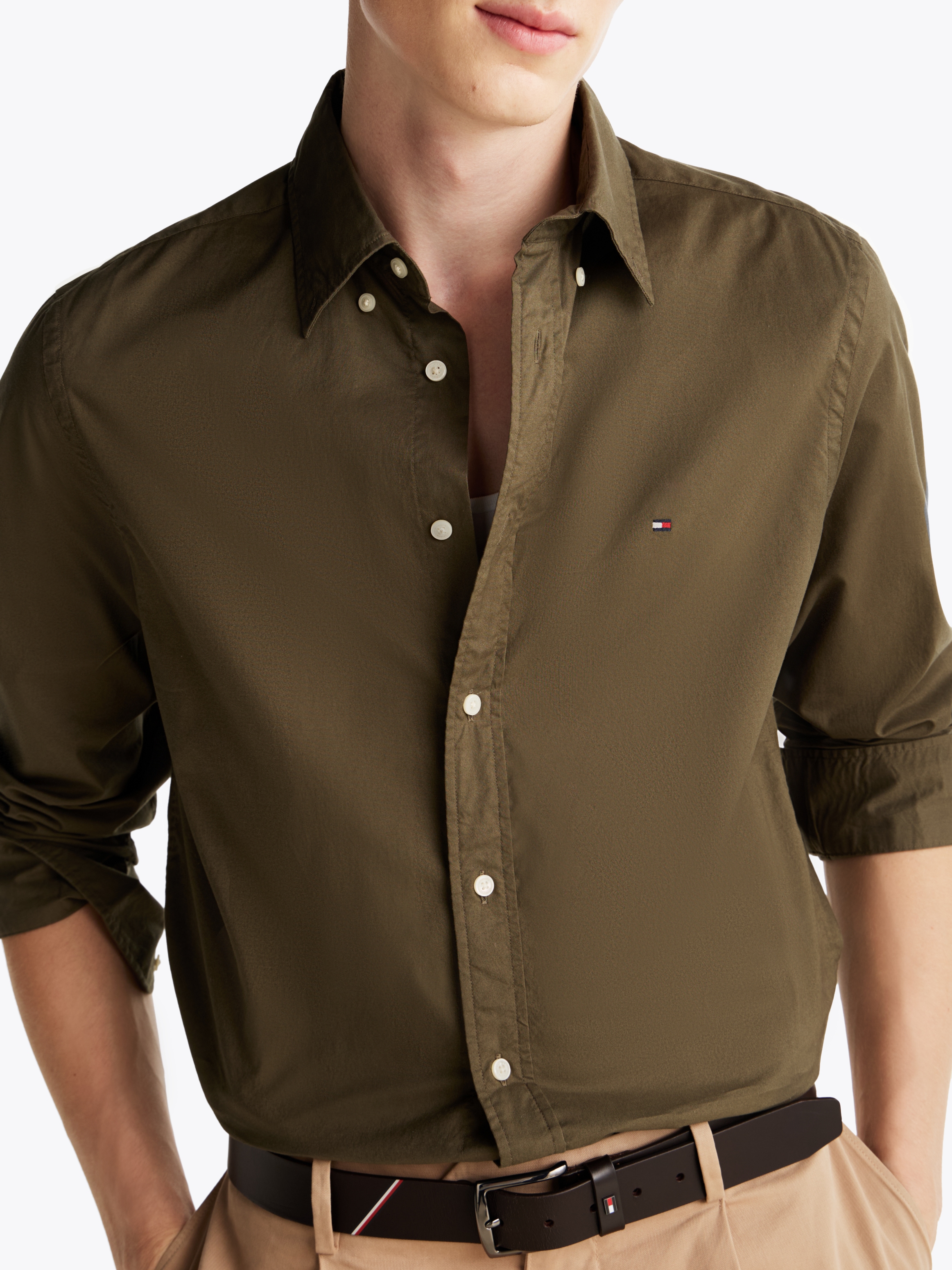 Tommy Hilfiger Businesshemd »FLEX POPLIN SOLID RF SHIRT 1«, mit Logostickerei