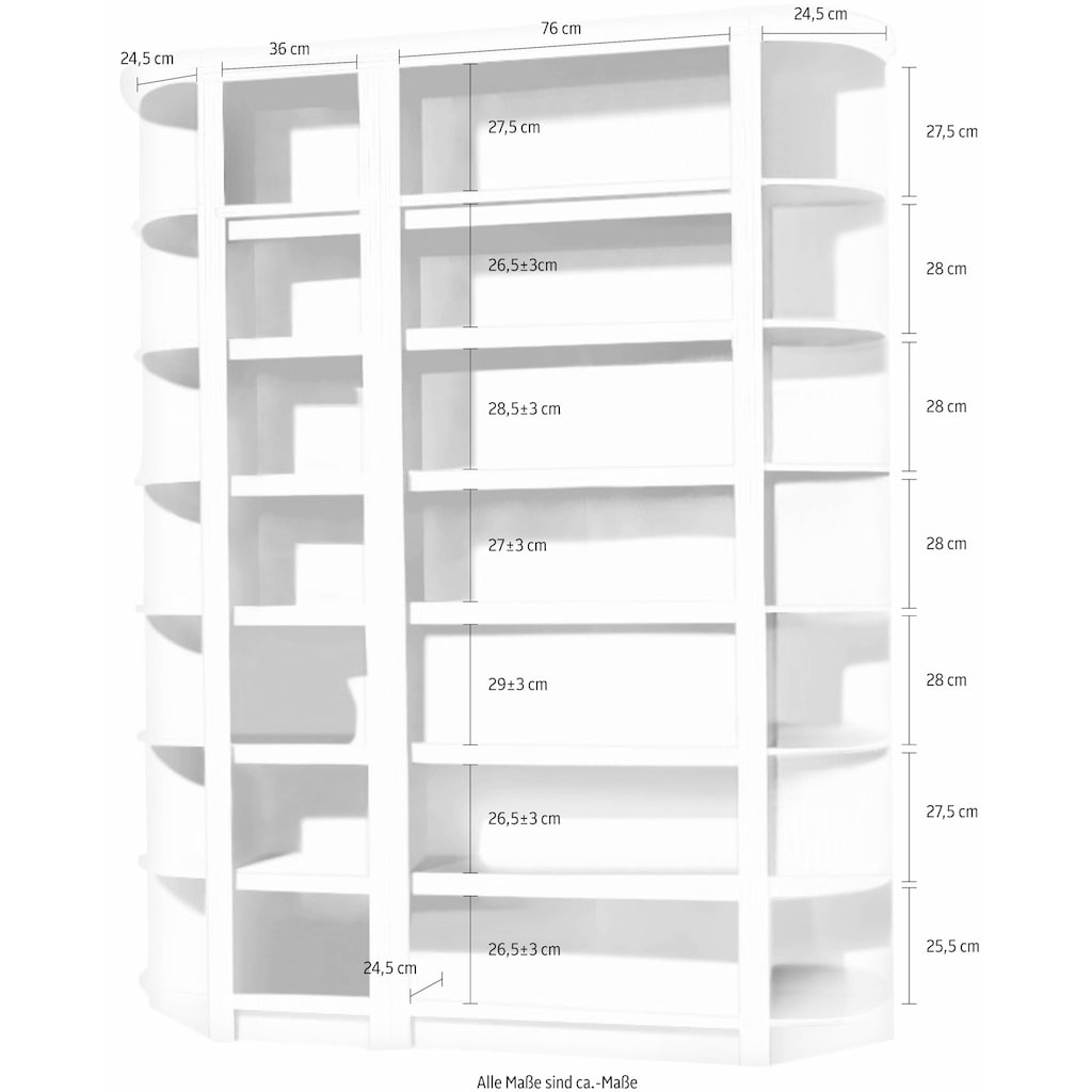 Home affaire Regal »Soeren«, (4-tlg), Höhe 220 cm, Tiefe 29 cm, stilvolles Design, massiver Kiefer