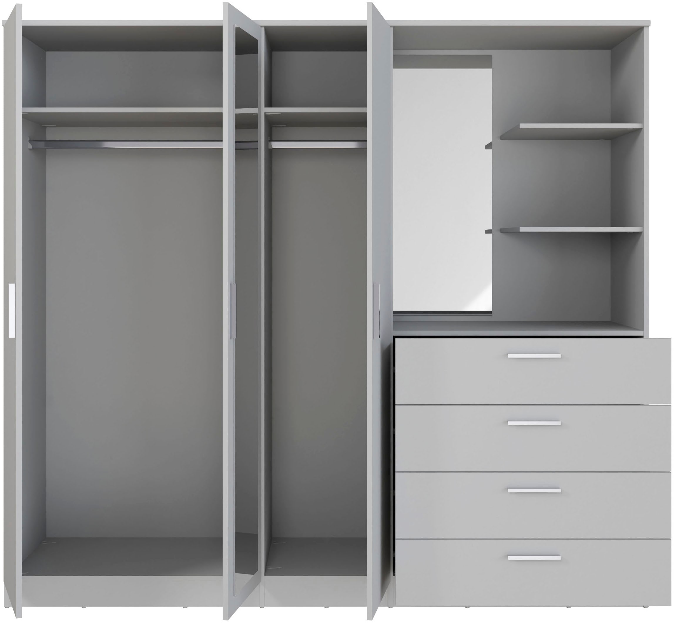 FORTE Kleiderschrank »Panama, Garderobenschrank, Spiegel, Schubladen, Regale, viel Stauraum« B/H/T 199/181/52,7, Spiegeltüre, Stauraum, FSC