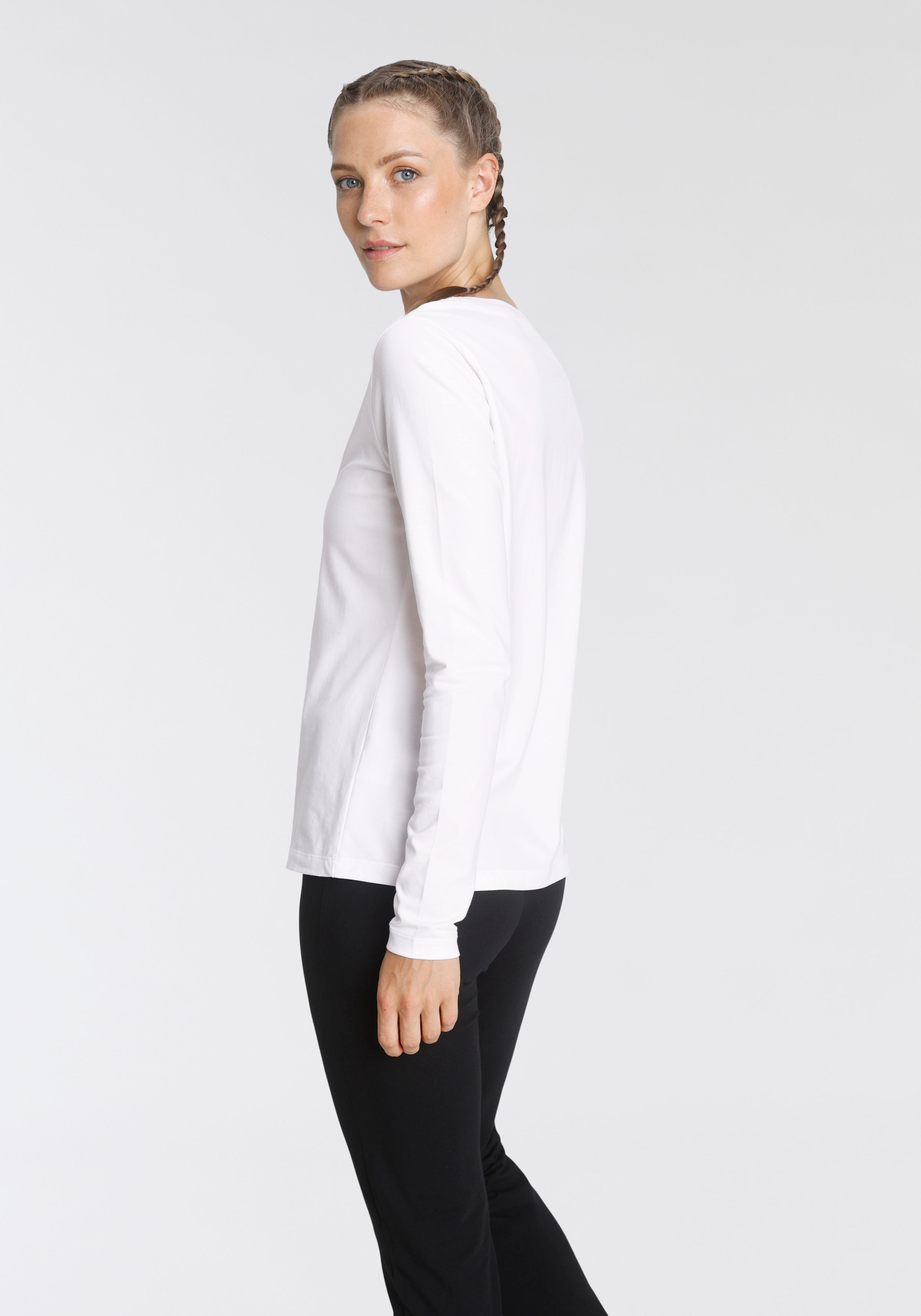 Thumbnail - Eastwind Langarmshirt, (3er-Pack), Langarm, im Basic-Stil, Rundhalsausschnitt, aus Baumwolle