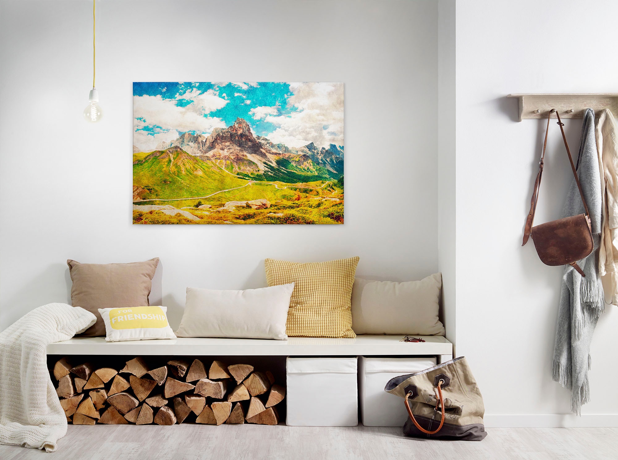 A.S. Création Leinwandbild "dolomiti" Berge Kunst 1 Stk. tlg. Keilrahmen Bild Landschaft Berge Leinwand-Bild Wohnzimmer modern Wand