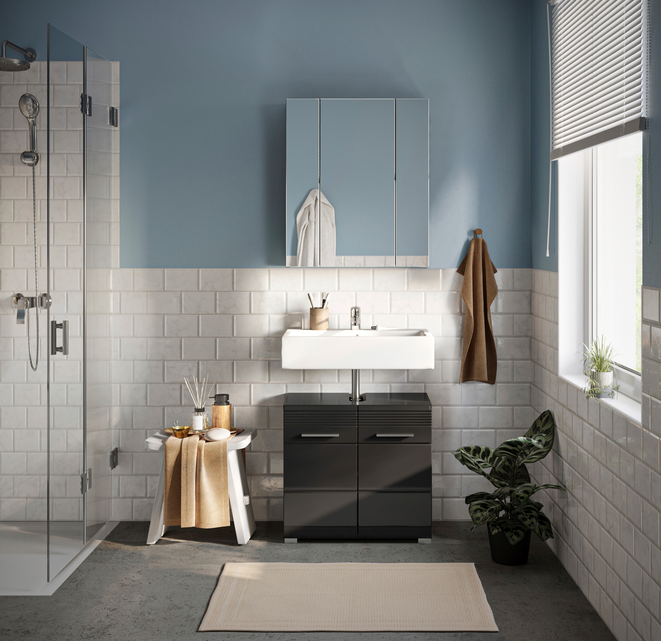 Home affaire Badmöbel-Set "Malmö, 2 teilig, bestehend aus: Waschbeckenunter günstig online kaufen