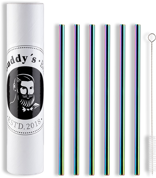 Buddy's Trinkhalme »Buddy´s Bar«, (Set), wiederverwendbar, 6 Strohhalme +  Reinigungsbürste, Regenbogen-Look kaufen | BAUR