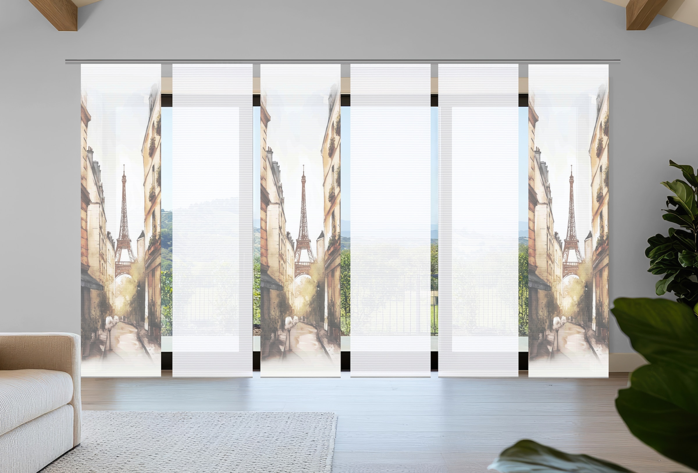 HOME in green Schiebegardine "FRANCQ" Paneelwagen 6 Stk. tlg. Bambusoptik, günstig online kaufen