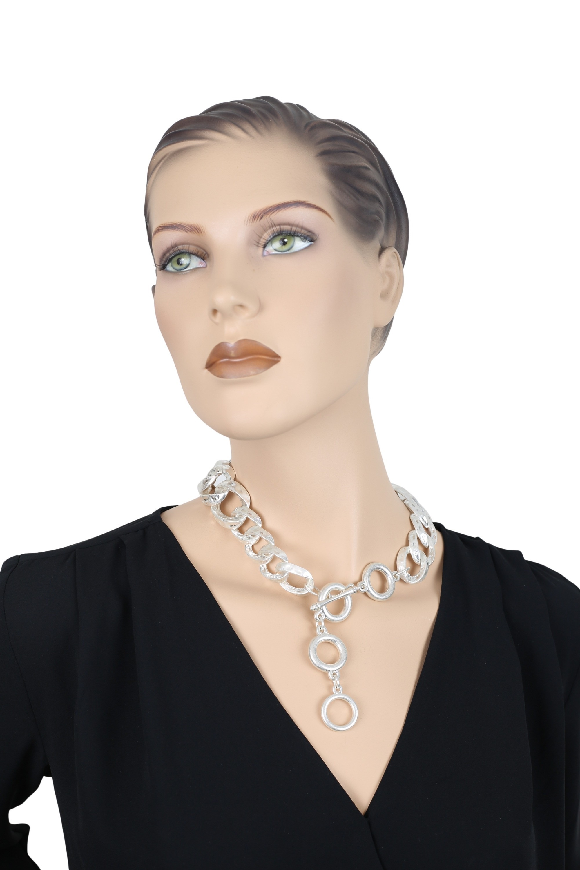 Kette mit Anhänger "GlamChain", Damen, Gr. onesize, Metall, silber (silbern), COLLEZIONE ALESSANDRO, Basic, Halsketten, Statementkette mit großen Gliedern 2