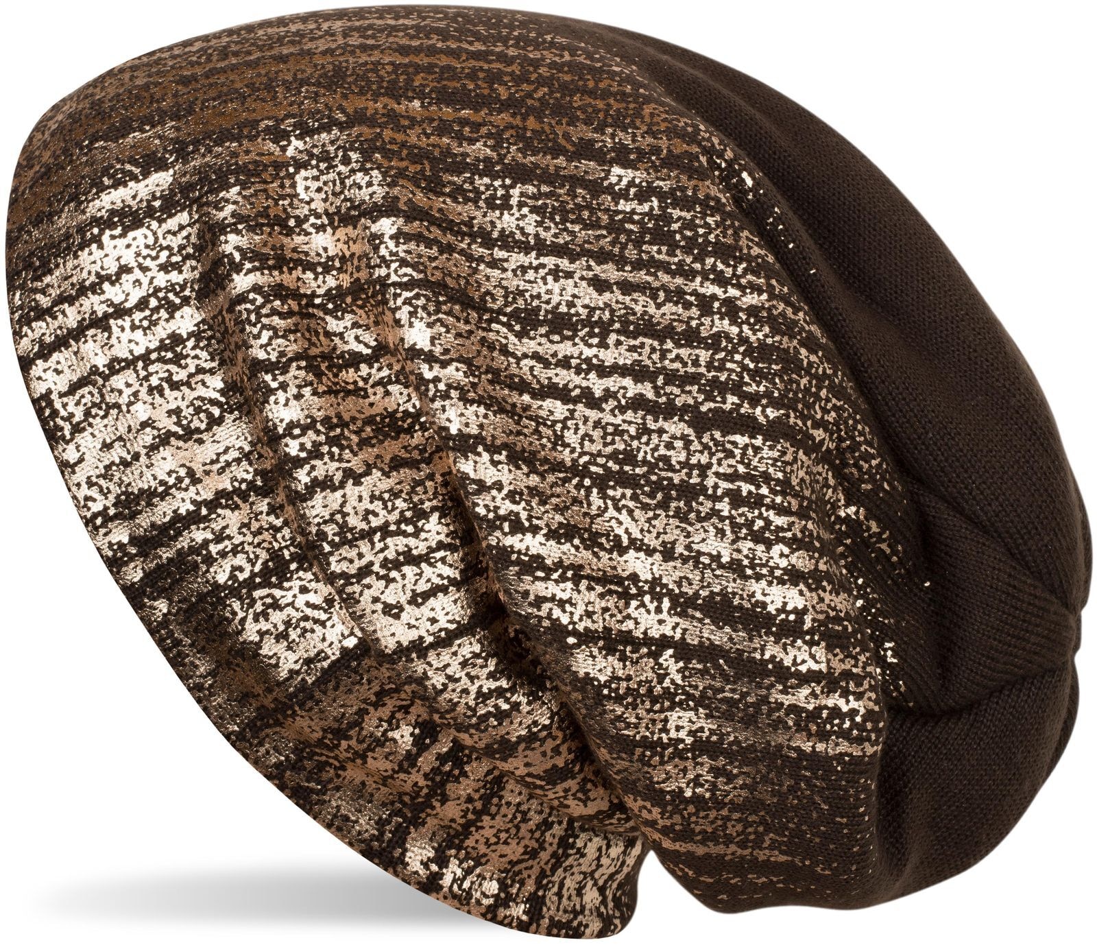 styleBREAKER Strickmütze "Feinstrick Beanie mit Metallic Print" 1 Stk.