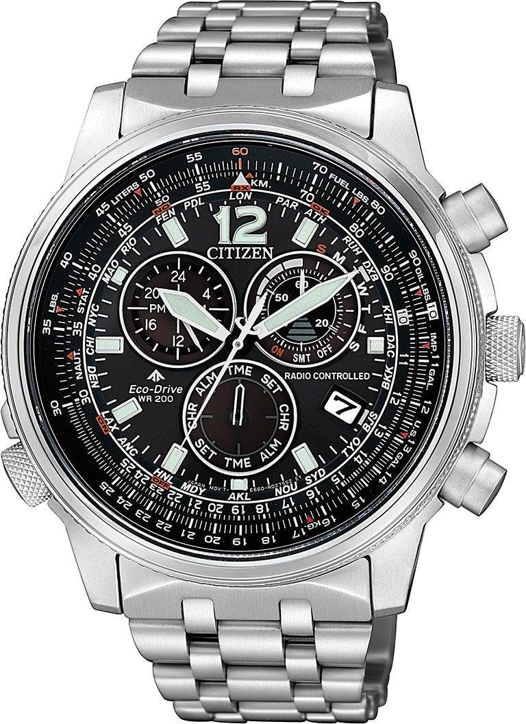 Citizen Funkchronograph »CB5860-86E«, Armbanduhr, Herrenuhr, Solar, Stoppfunktion, bis 20 bar wasserdicht