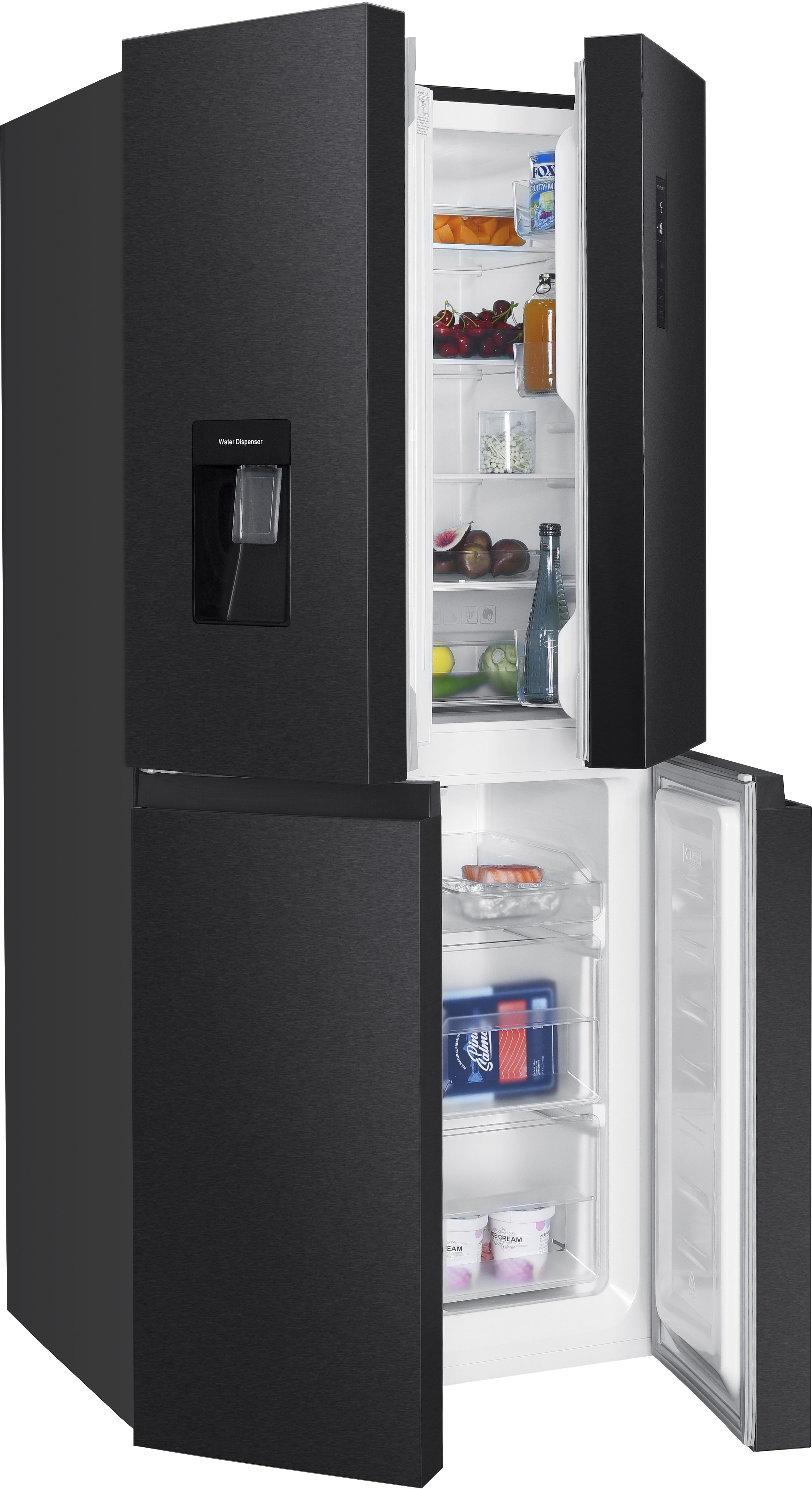 Thumbnail - Hanseatic Multi Door "HCDB18080DWDBI" 180 cm hoch 79 cm breit NoFrost, Wasserspender, Display, Türalarm