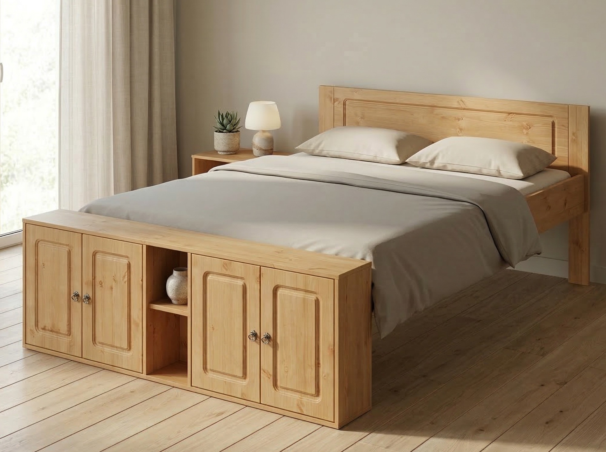 OTTO home Massivholzbett »Paula, Bett, Stauraumbett, Holzbett, Bettgestell« (B/T/H: 148,8/224,4/82 cm,  aus massiver Kiefer, extra viel Stauraum im Fußteil, FSC®-zertifiziert