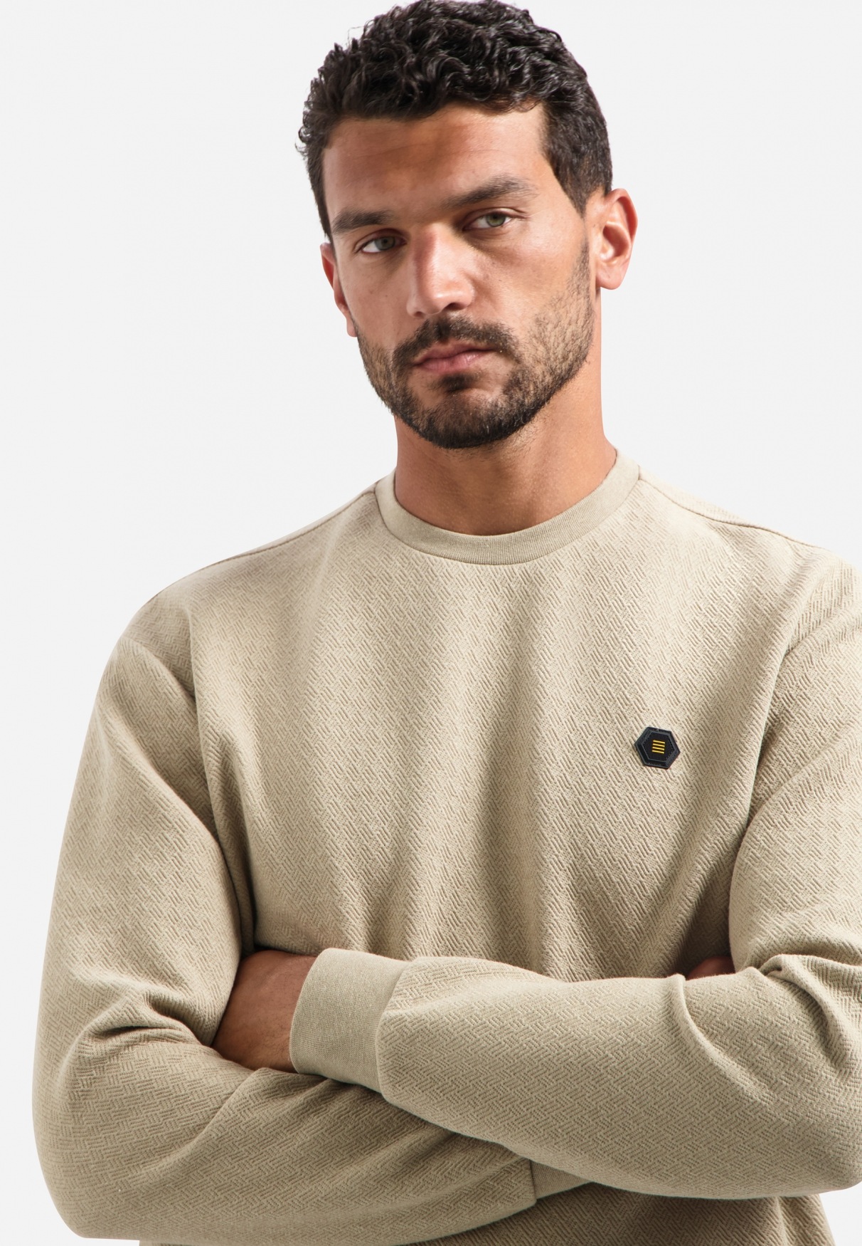 No Excess Structured Pullover Sand M 3