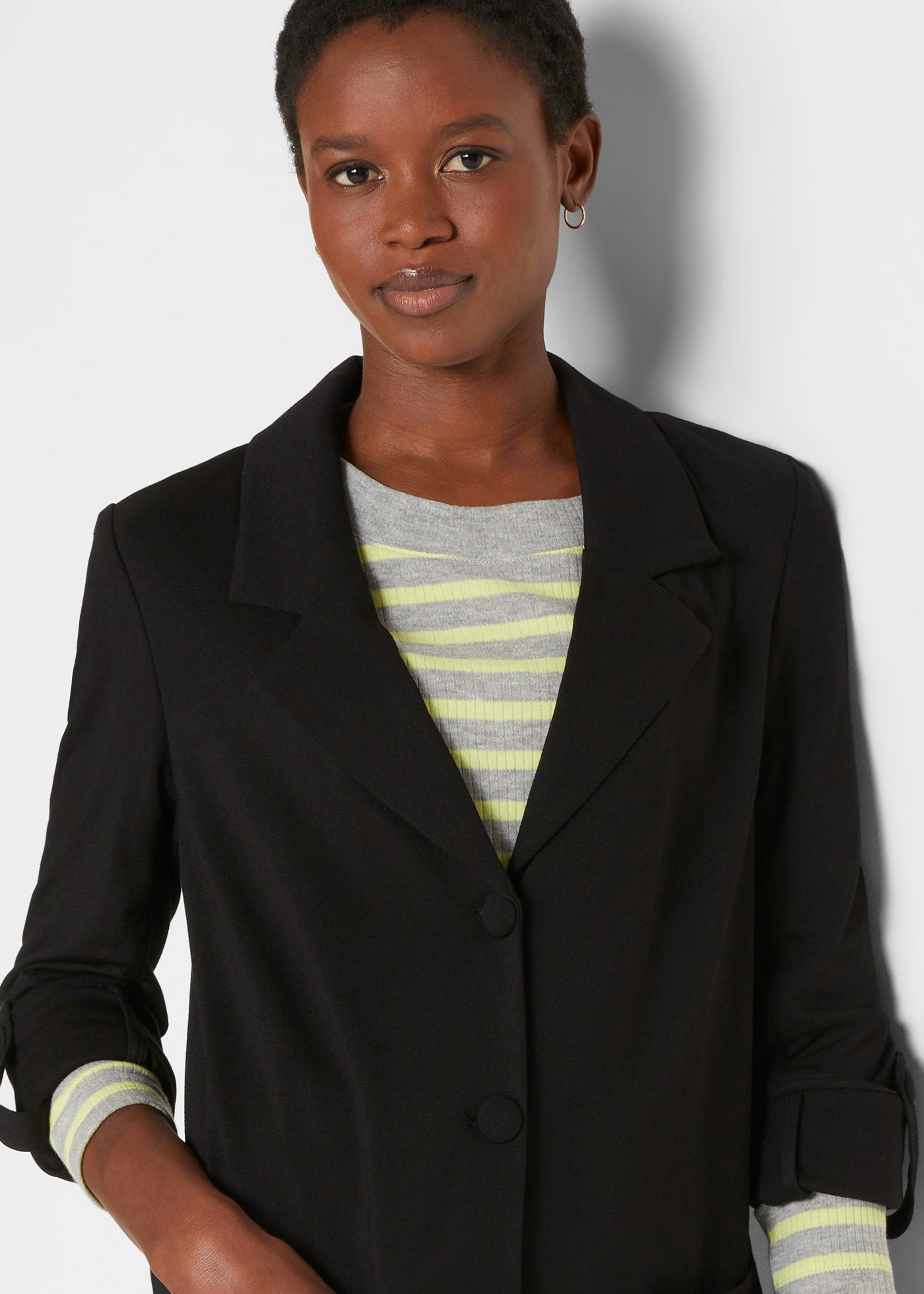 Sweatblazer BONPRIX, Damen, Gr. 36/38 (S), schwarz, Obermaterial: 70% Viskose, 25% Polyester, 5% Elasthan, oversize, Blazer, mit langem Arm, mit Reverskragen, Oversize Passform, aus Viskose 2
