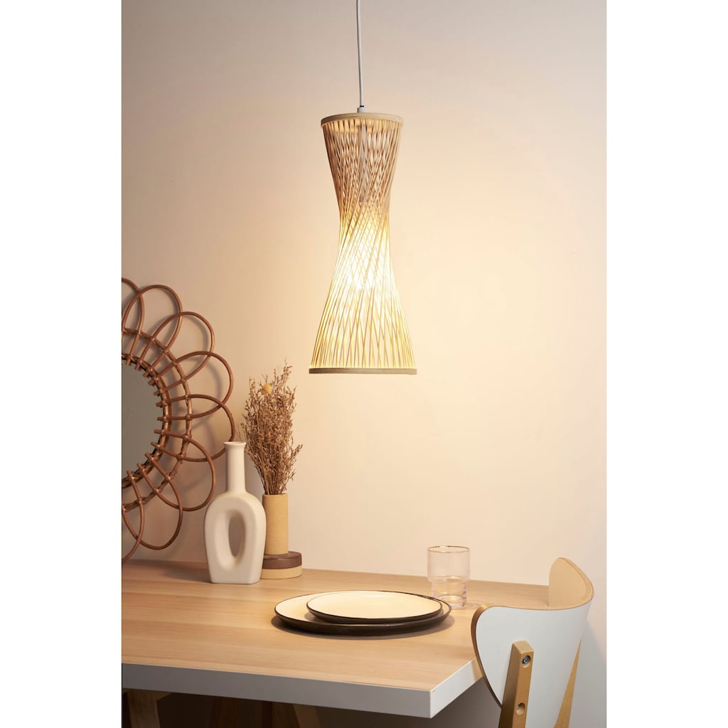 Pauleen Pendelleuchte »Woody Glow max20W Beige/Weiß 230V Rattan/Metall«, 1 flammig-flammig