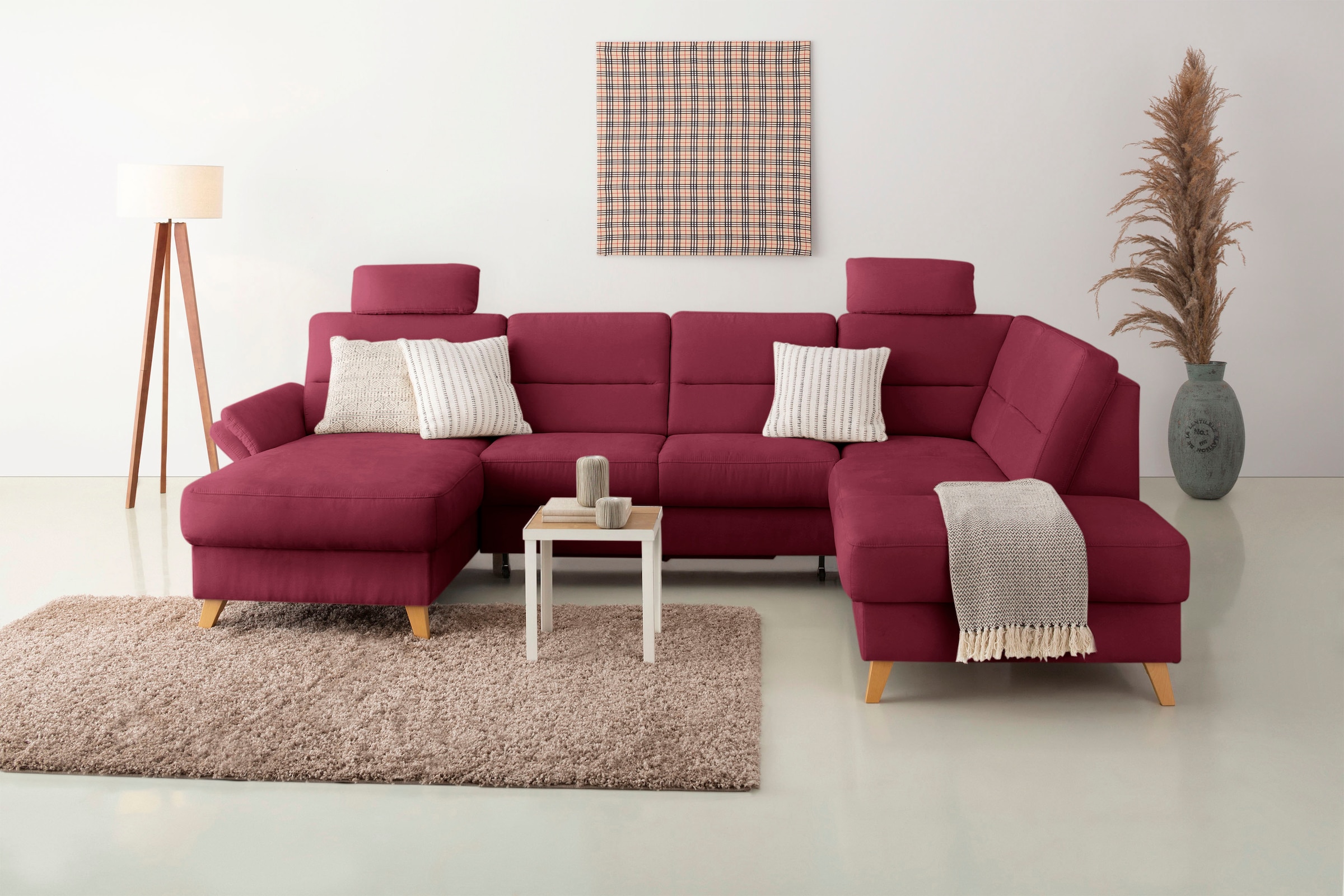 Home affaire Wohnlandschaft "Westerland U-Form" Federkern, wahlweise Bettfu günstig online kaufen