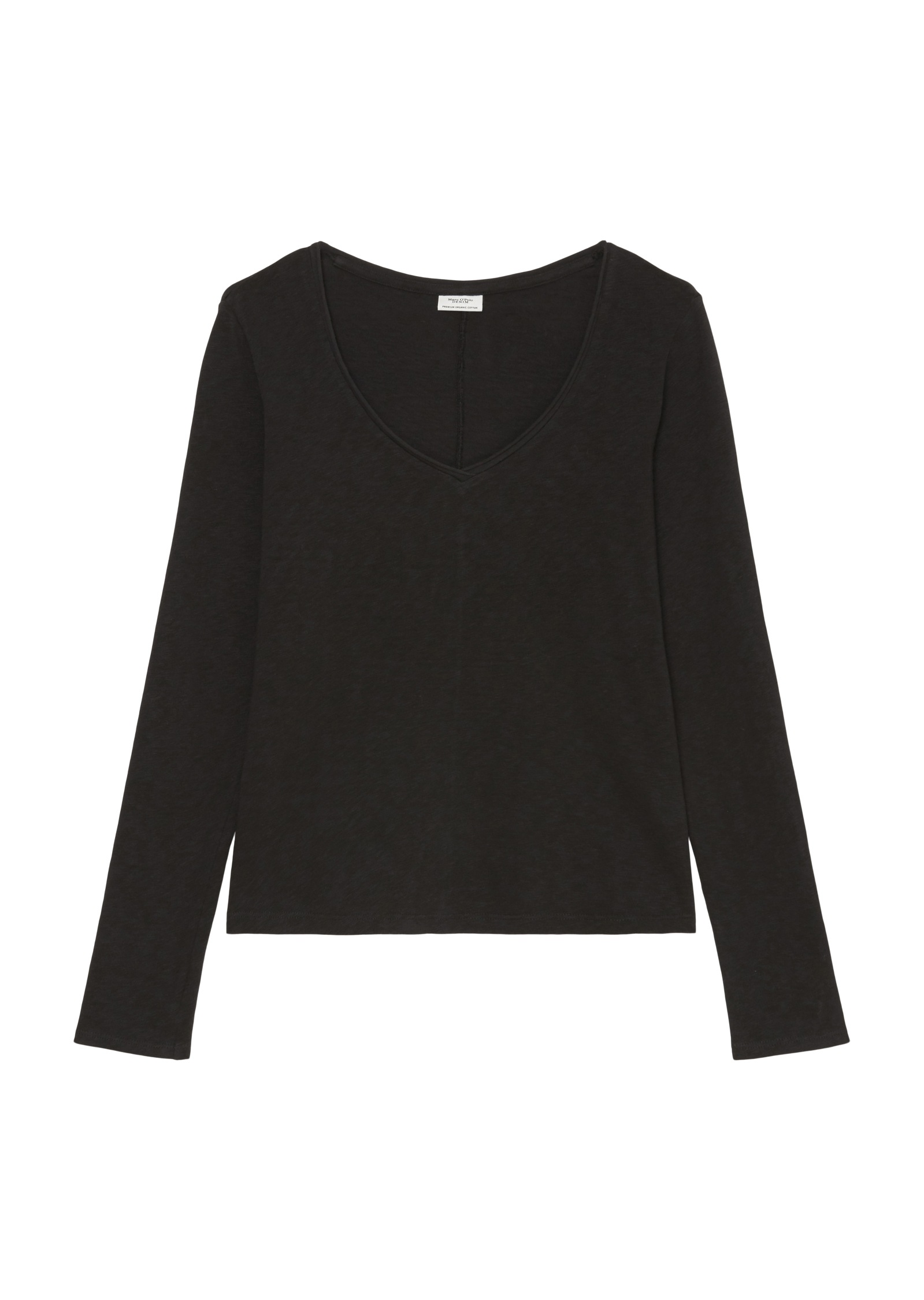 Marc O'Polo DENIM Langarmshirt mit Rollkante am V-Ausschnitt