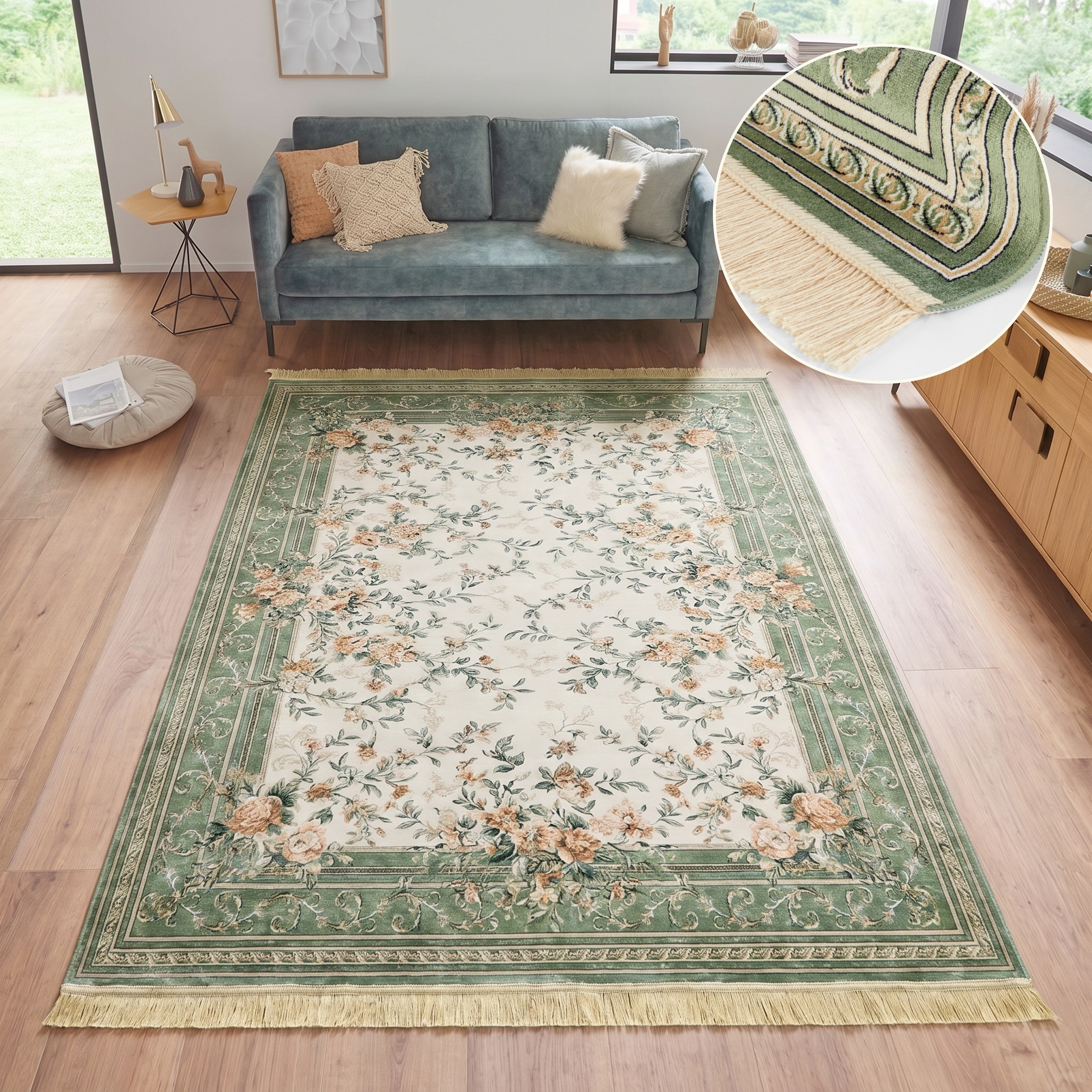 HANSE Home Teppich "Antik Flowers" rechteckig 5 mm Höhe Orientalisch mit Fransen, Orient, Wohnzimmer, Schlafzimmer, Esszimmer