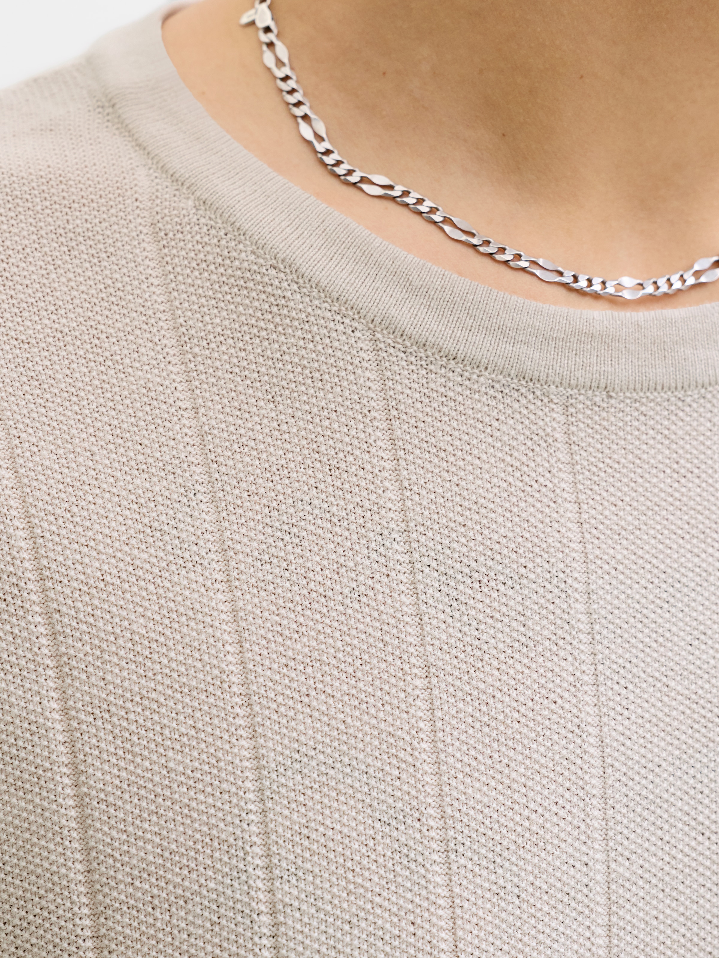 Jack & Jones Kurzarmpullover »JJEBRADLEY KNIT TEE SS LN« Baumwolle, mit vertikaler Rippstruktur