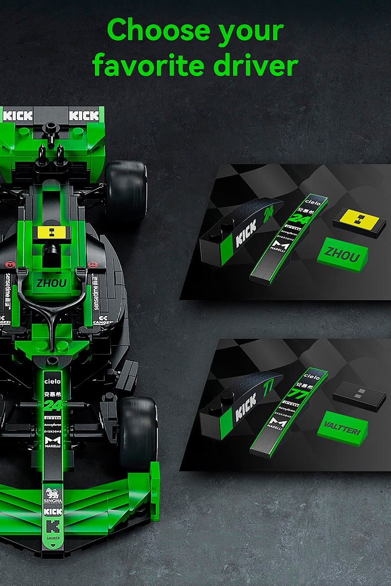 Jamara Konstruktions-Spielset »CaDA, KICK Sauber F1® Team C44 - 2024 1:24 grün Bricks«, (314 St.)