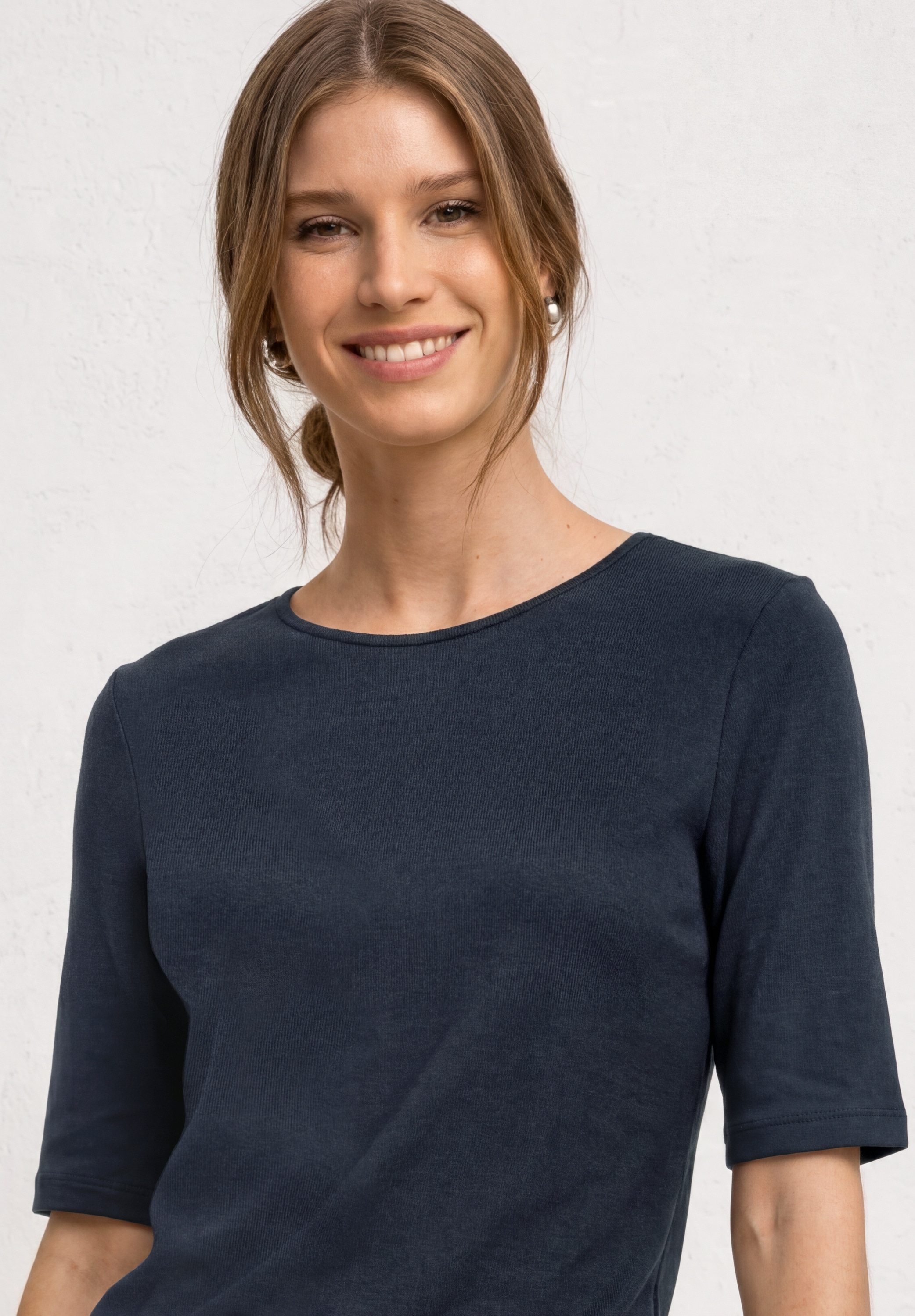 STREET ONE Kurzarmshirt Sommershirt mit Rundhals - Unifarbe