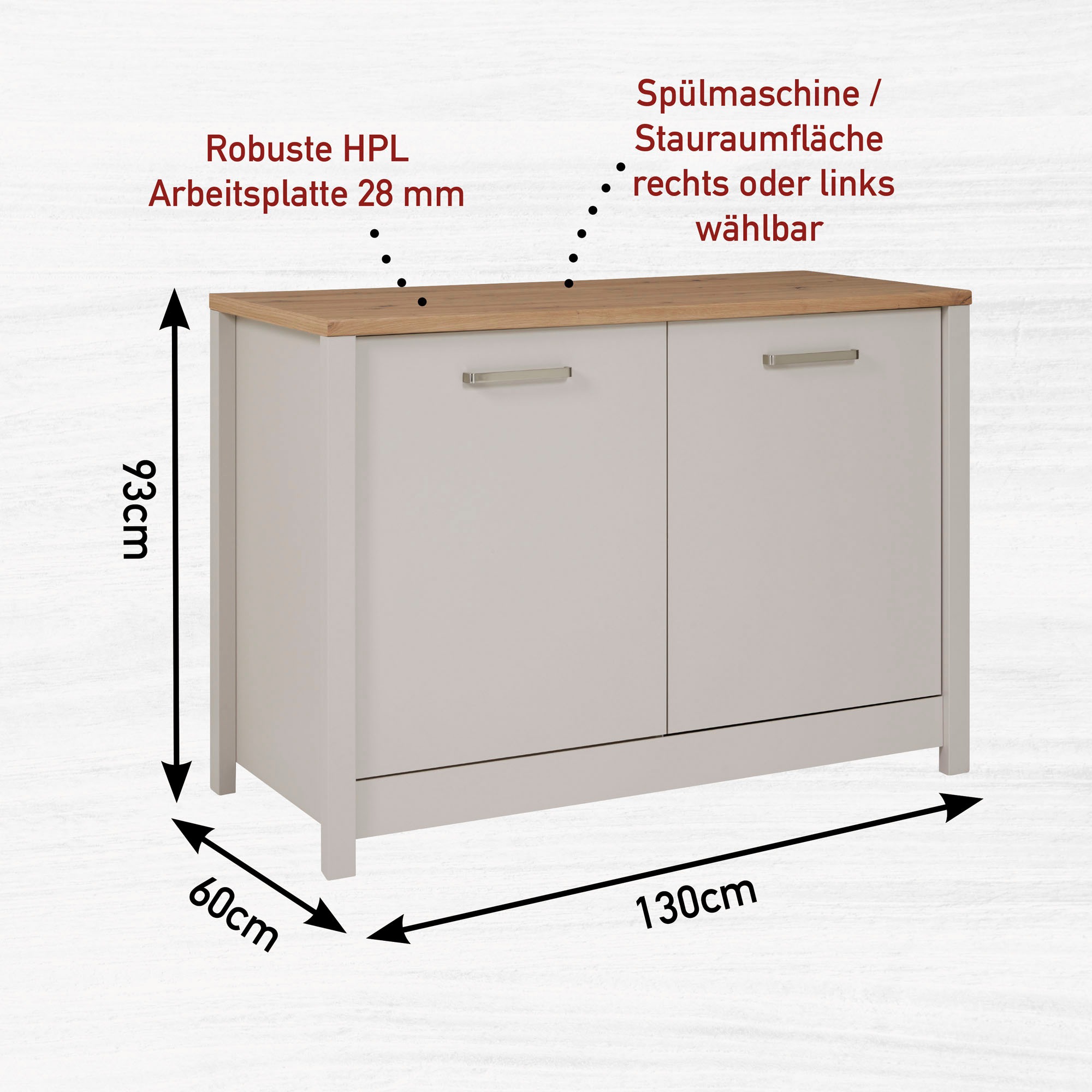 Inter Link Küchenzeile »Pienza, Einbauküche, Küchenblock, Küchenmodul, Kompaktküche« Ohne E-Geräte für Spülmaschine Kochfeld Backofen Kühlschrank B: 370 cm