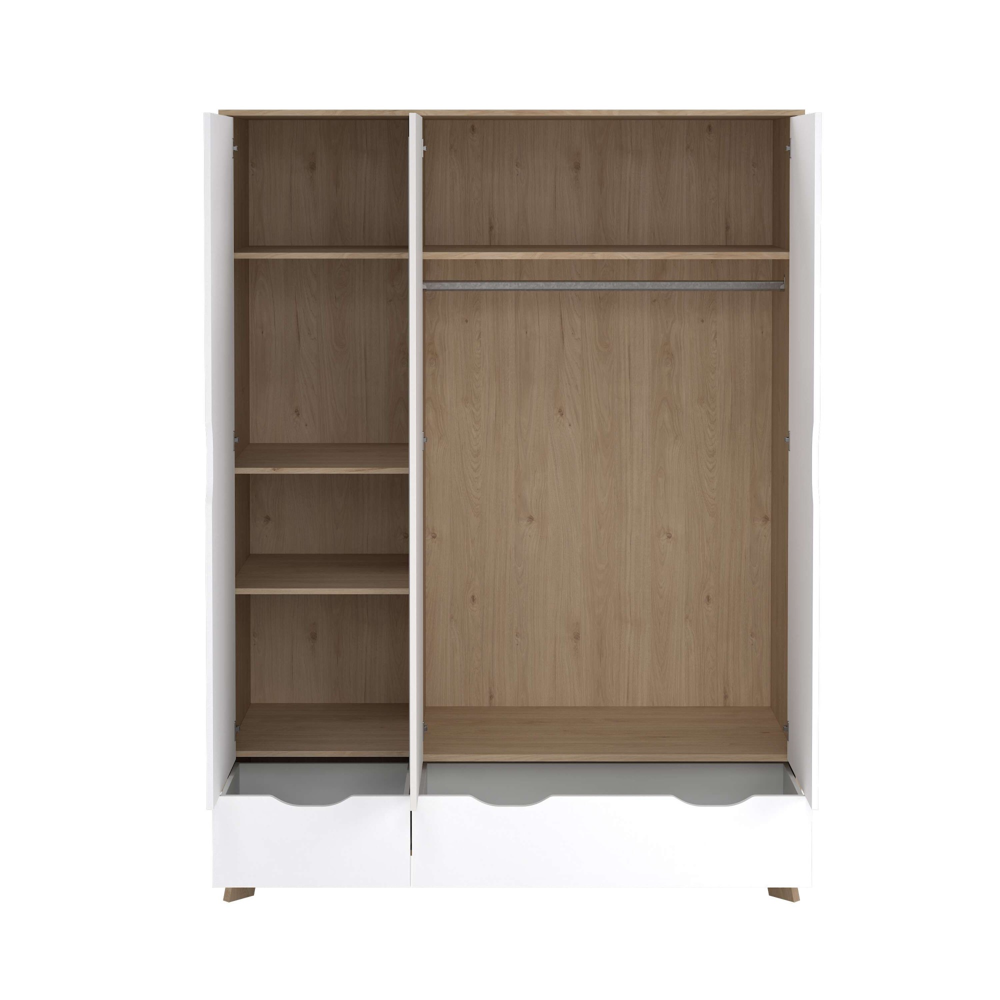 andas Kleiderschrank »Ikast Drehtürenschrank, Spiegeltür, Aufbewahrung, Schrank, Stauraum«, 1 Spiegeltür, 2 Türen, 3 Schubladen, Höhe 201 cm, Breite 147 cm