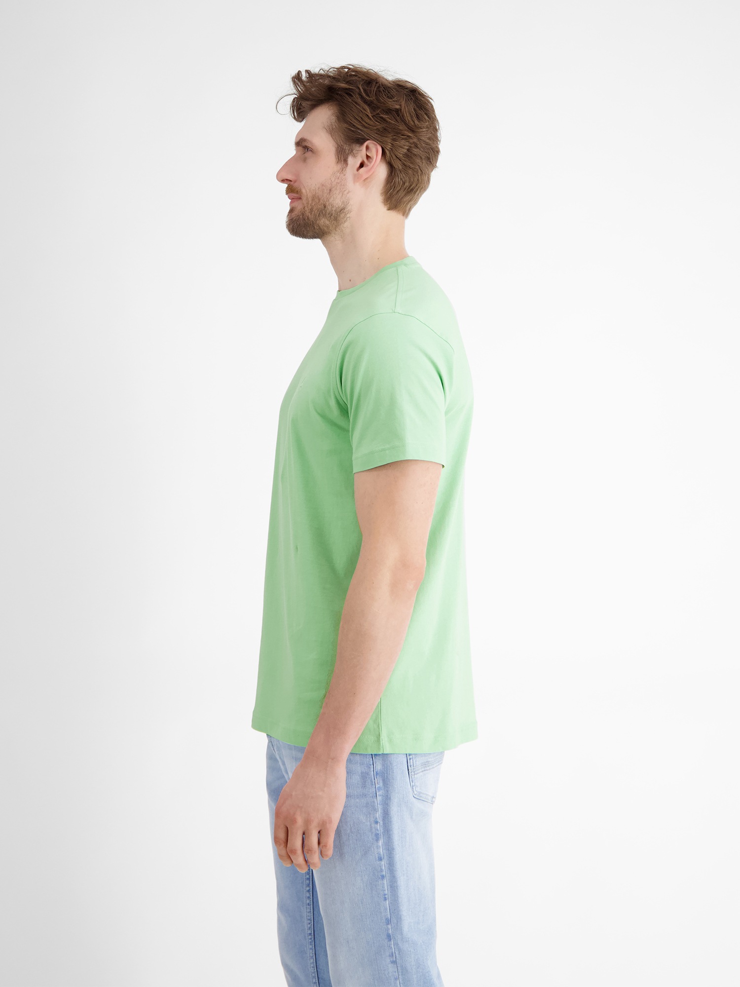 LERROS T-Shirt "Basic T-Shirt mit Logostitch, unifarben" günstig online kaufen