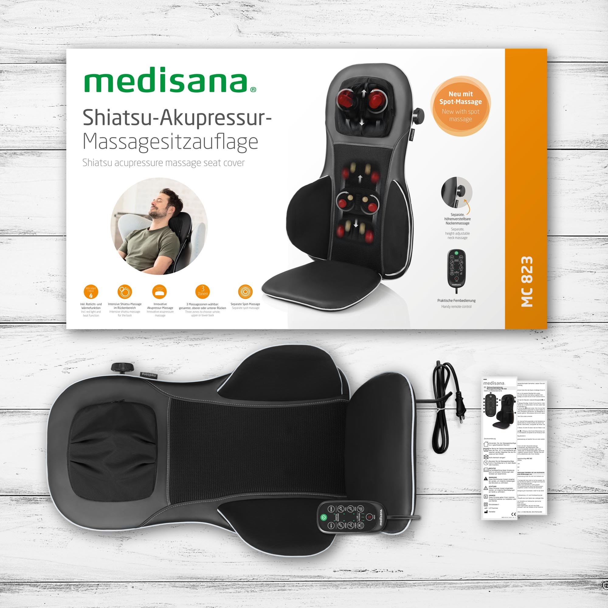 Medisana Massagesitzauflage »Mc 823«, höhenverstellbare Shiatsu-Akupressur-
Massagesitzauflage