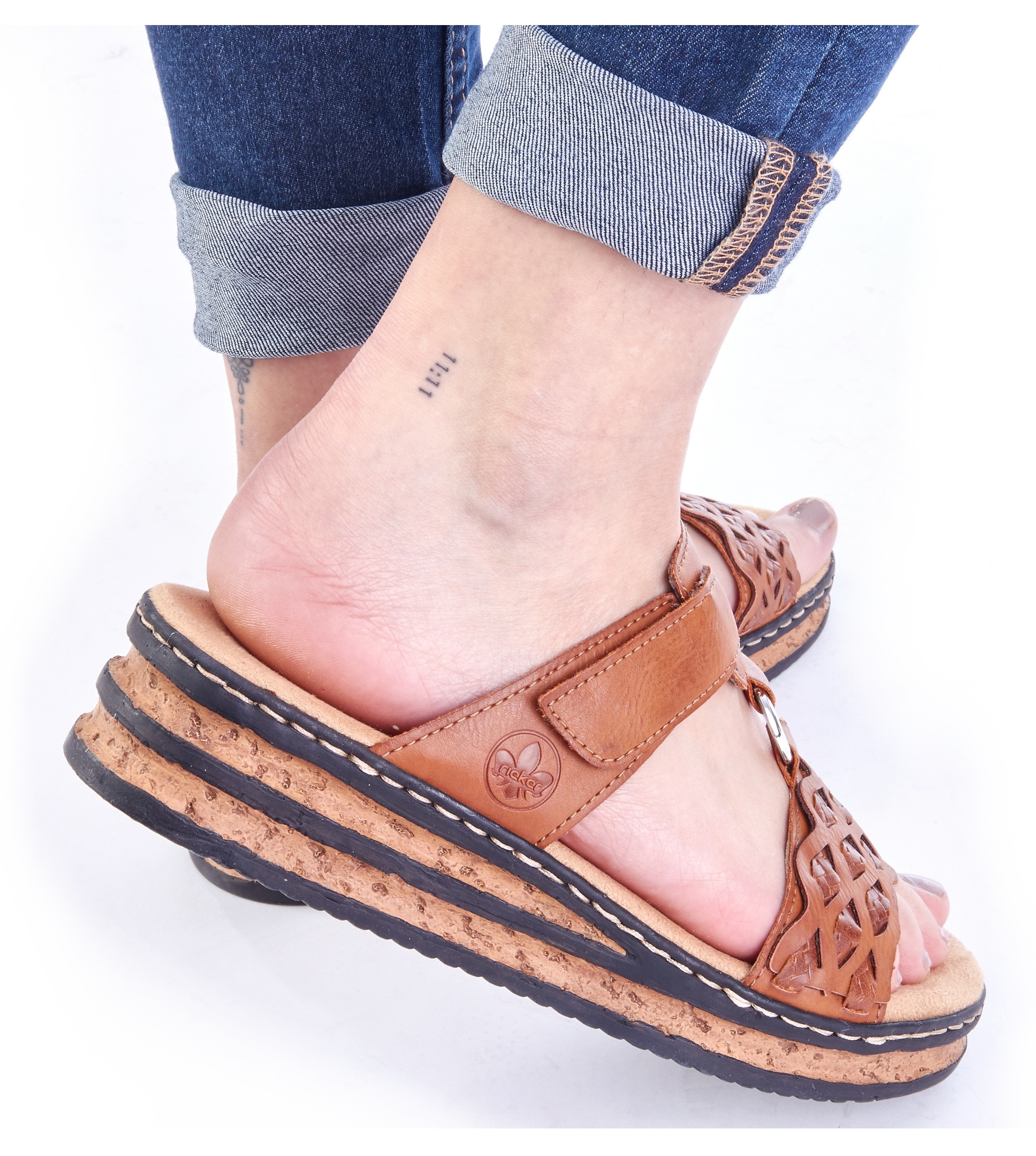 Pantolette RIEKER, Damen, Gr. 40, braun, Lederimitat, Schuhe Pantolette, Keilabsatz, Sommerschuh, Schlappen mit Riemchen in Flechtoptik 3