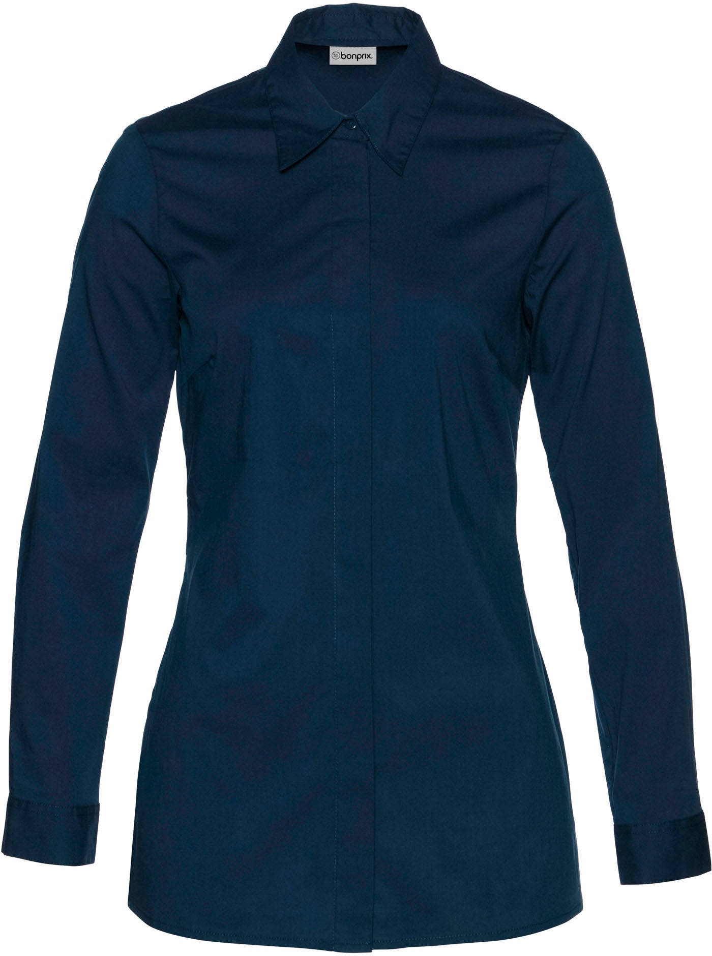 bonprix Langarmbluse »Long-Stretch-Bluse« lockere Passform, mit Stehkragen, mit verdeckter Knopfleiste