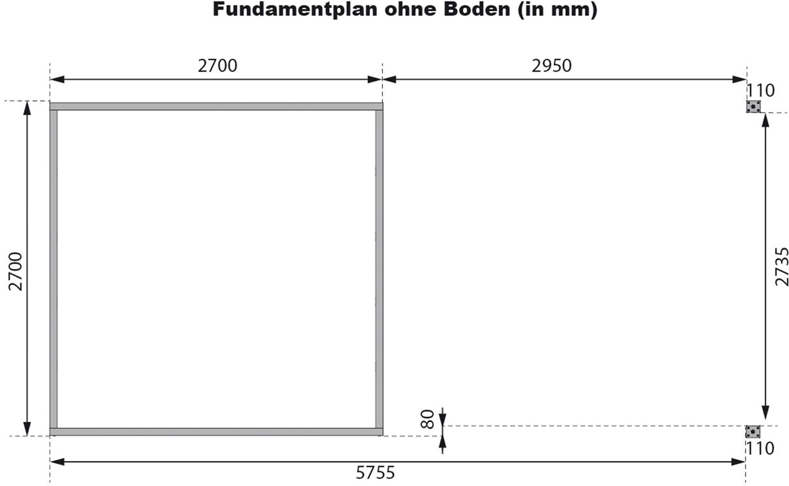 Karibu Gartenhaus »"Plutino D" SET, Anbaudach 3 m Breite«, wassergrau-weiß, -staubgrau oder -anthrazit