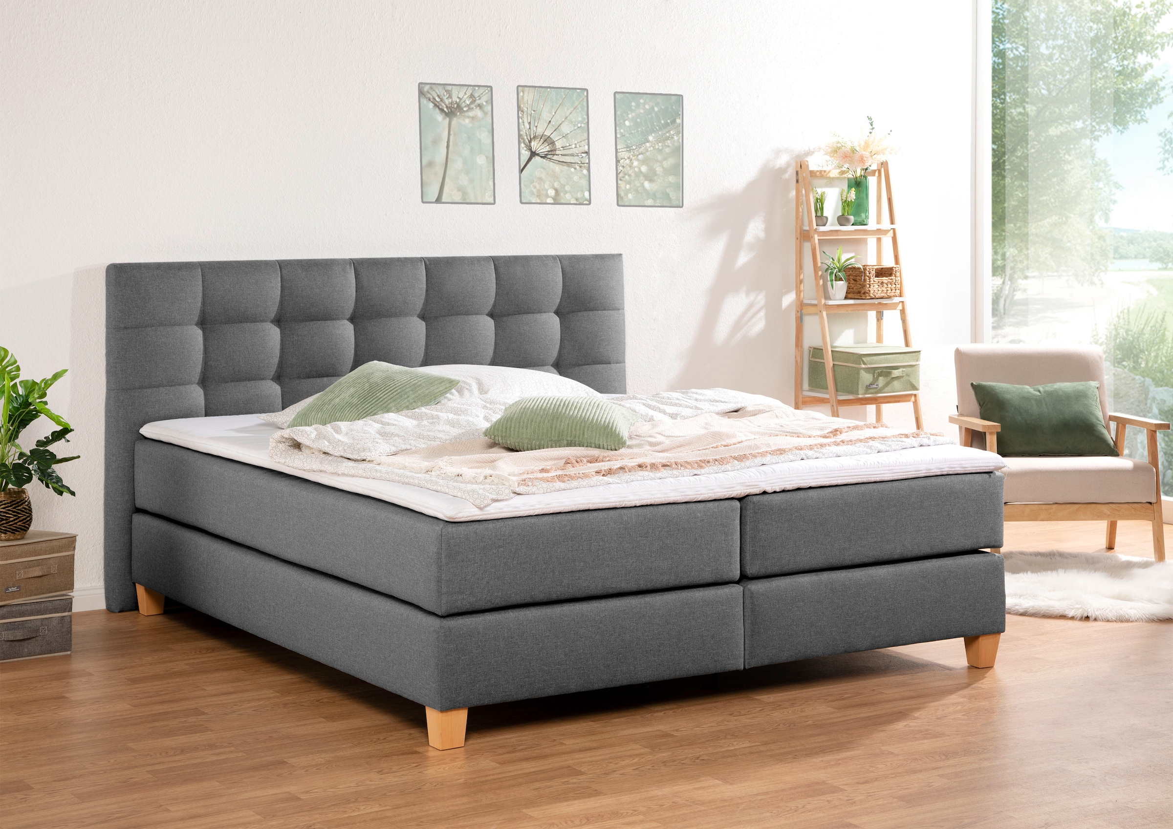 Home affaire Boxspringbett »Moulay«, inkl. Topper, in Überlänge 220 cm, 3 Härtegrade, auch in H4