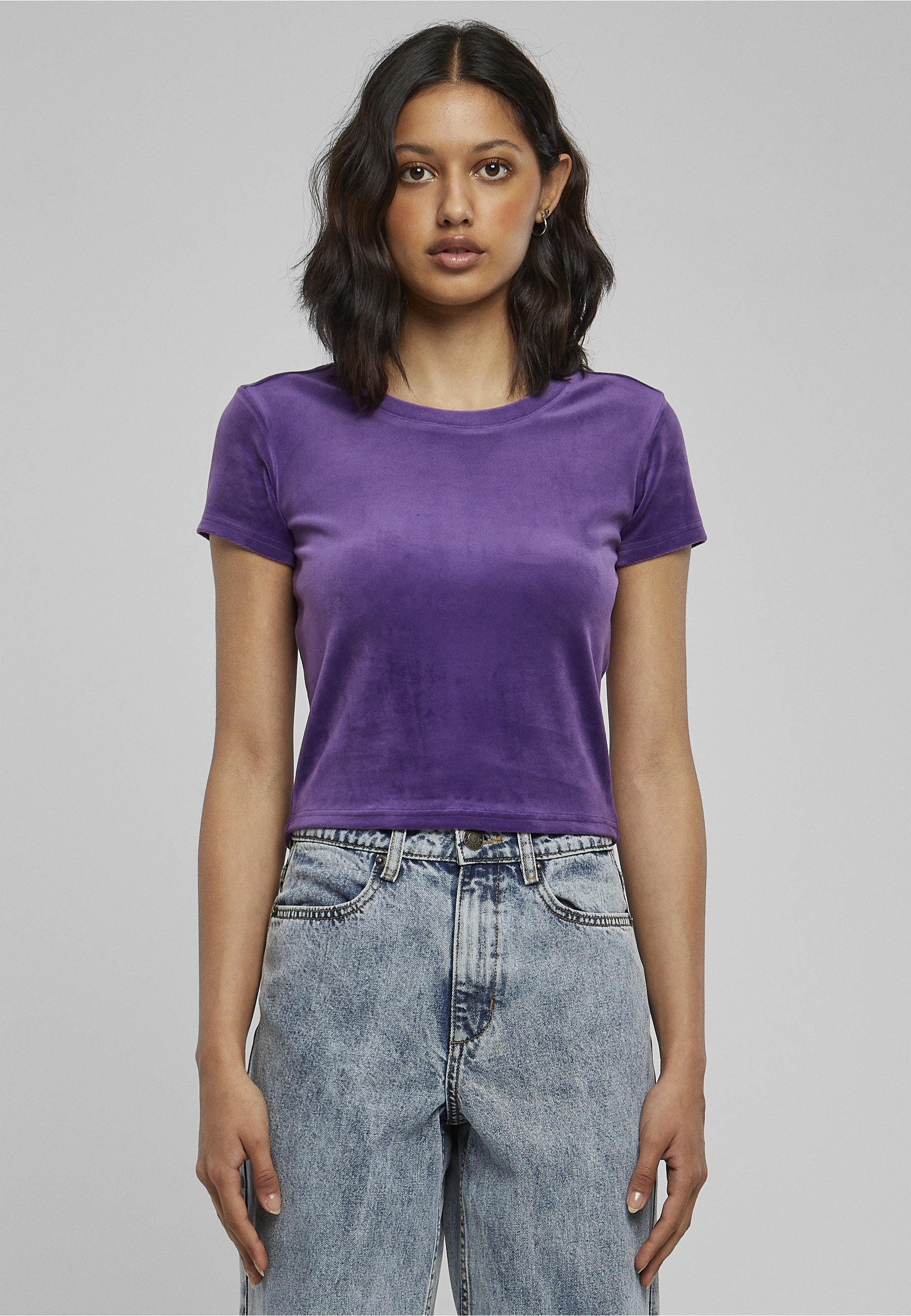 URBAN CLASSICS Kurzarmshirt »Urban Classics Damen Ladies Short Velvet Tee« 1 Stk.