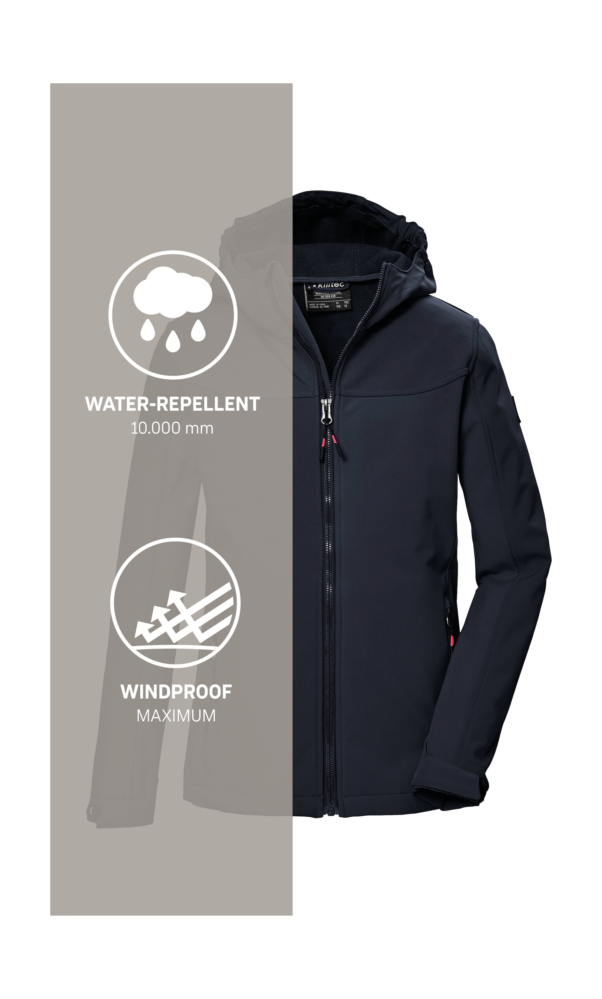 Killtec Softshelljacke »KOS 145 GRLS SFTSHLL JCKT«, Wind- und wasserabweisende Mädchenjacke, PFAS-frei, reflektierend